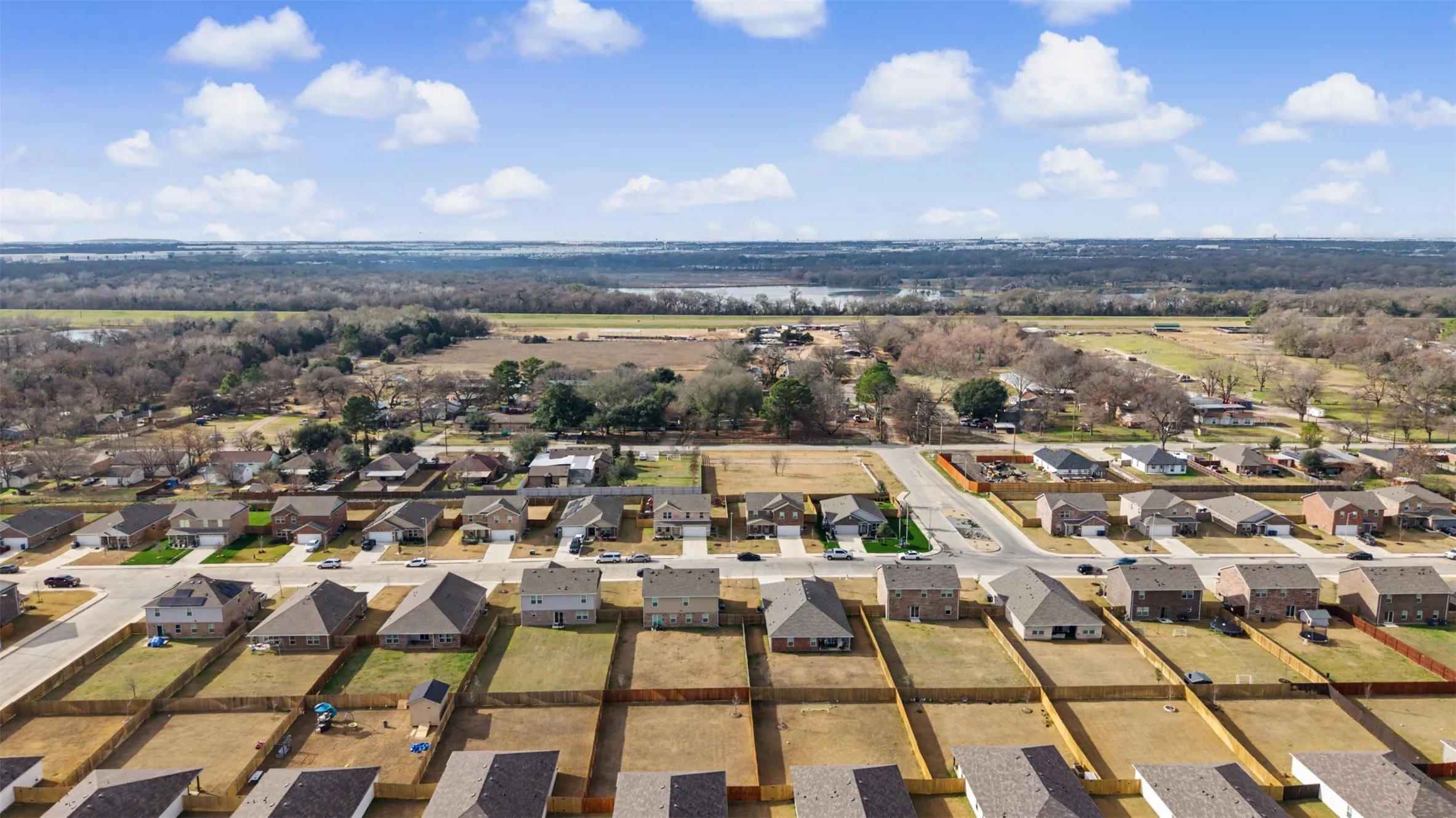 Aerial perspective of suburban area