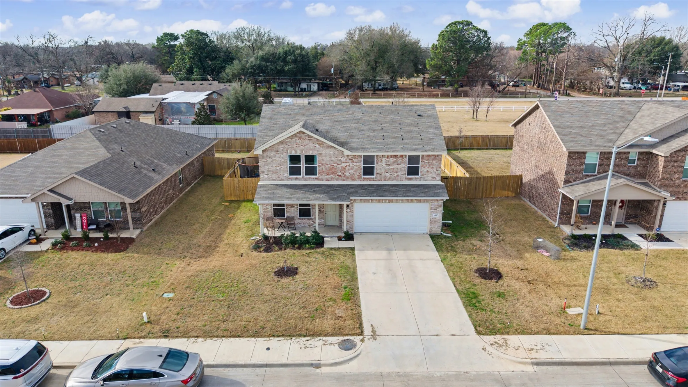 Aerial perspective of suburban area