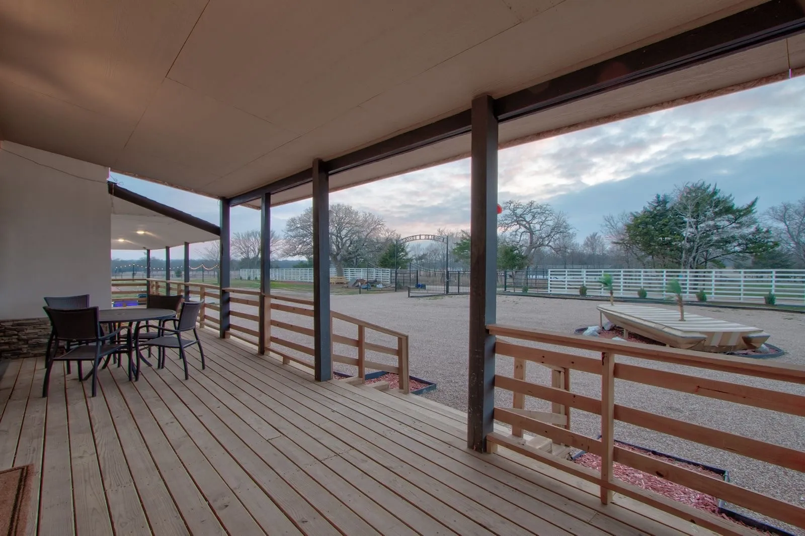 View from the covered deck off the living area space.