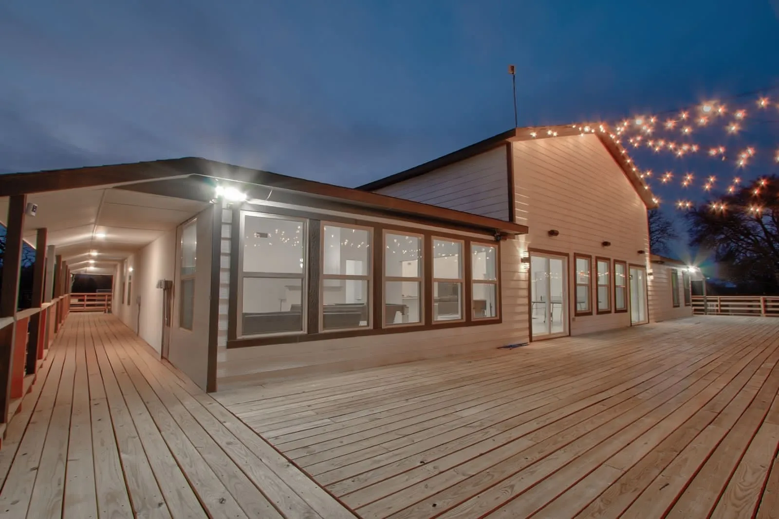 Back deck and covered side area.