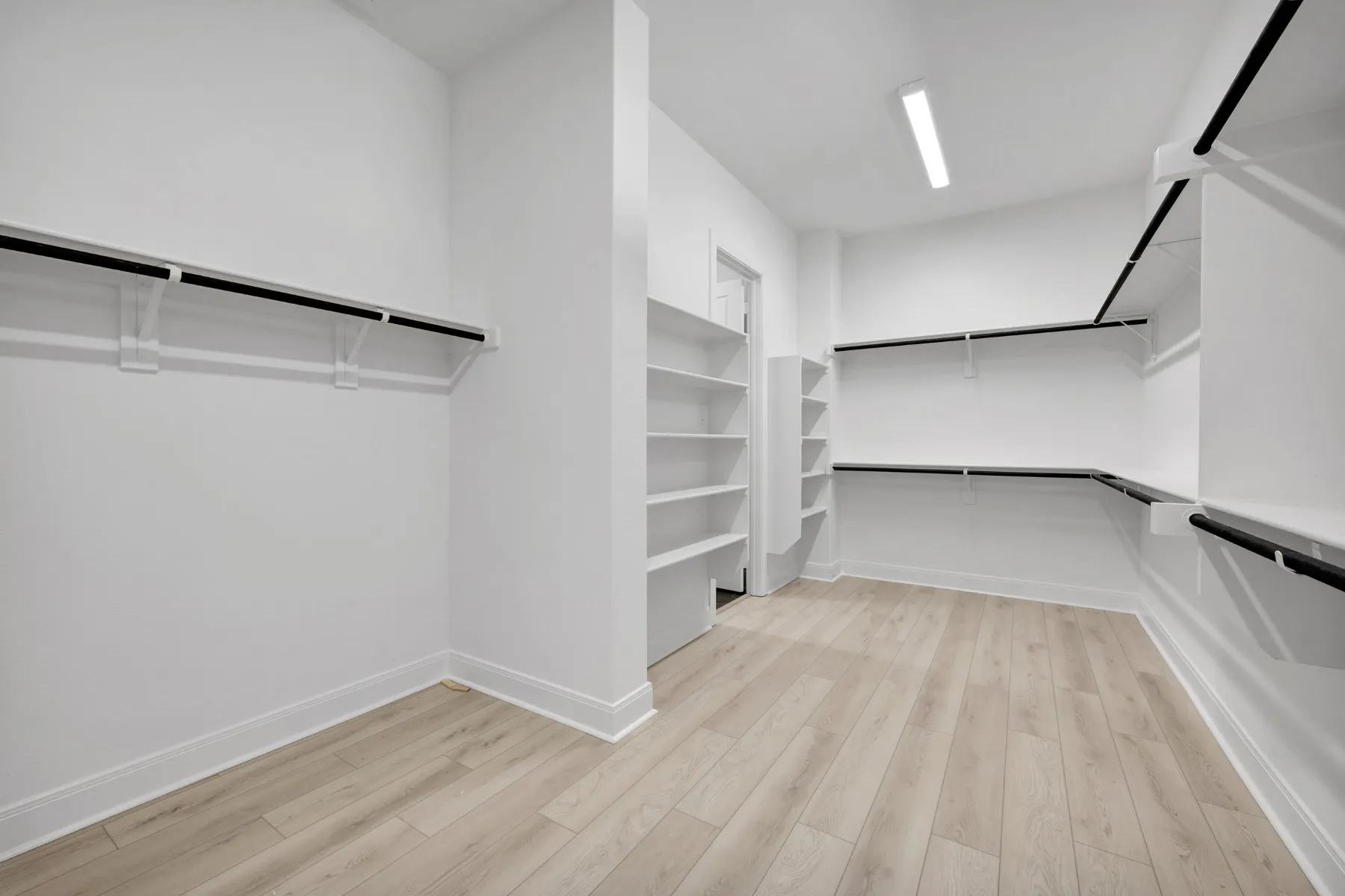 Walk in closet featuring light wood-style floors