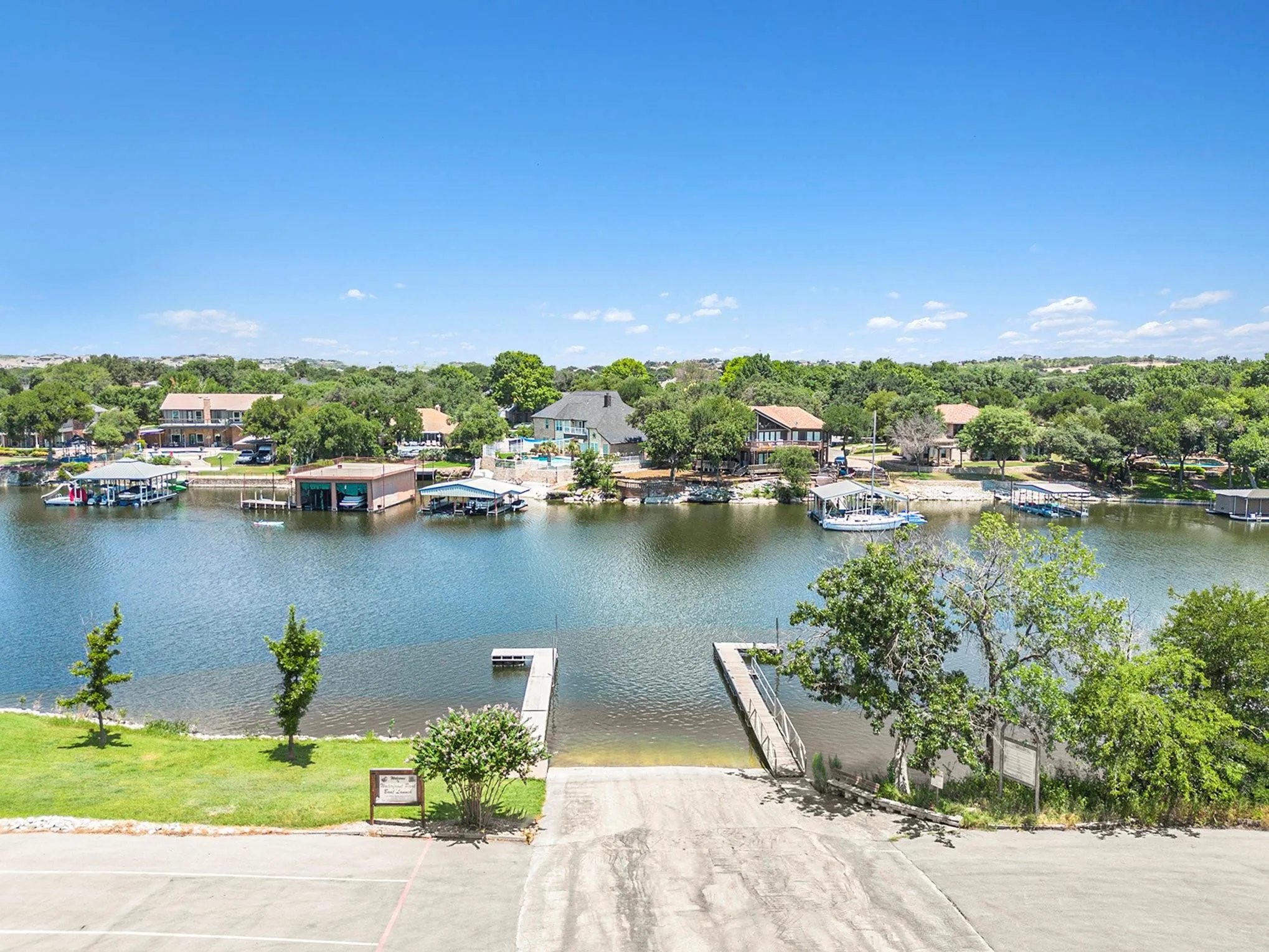 Community boat launch and dock.
