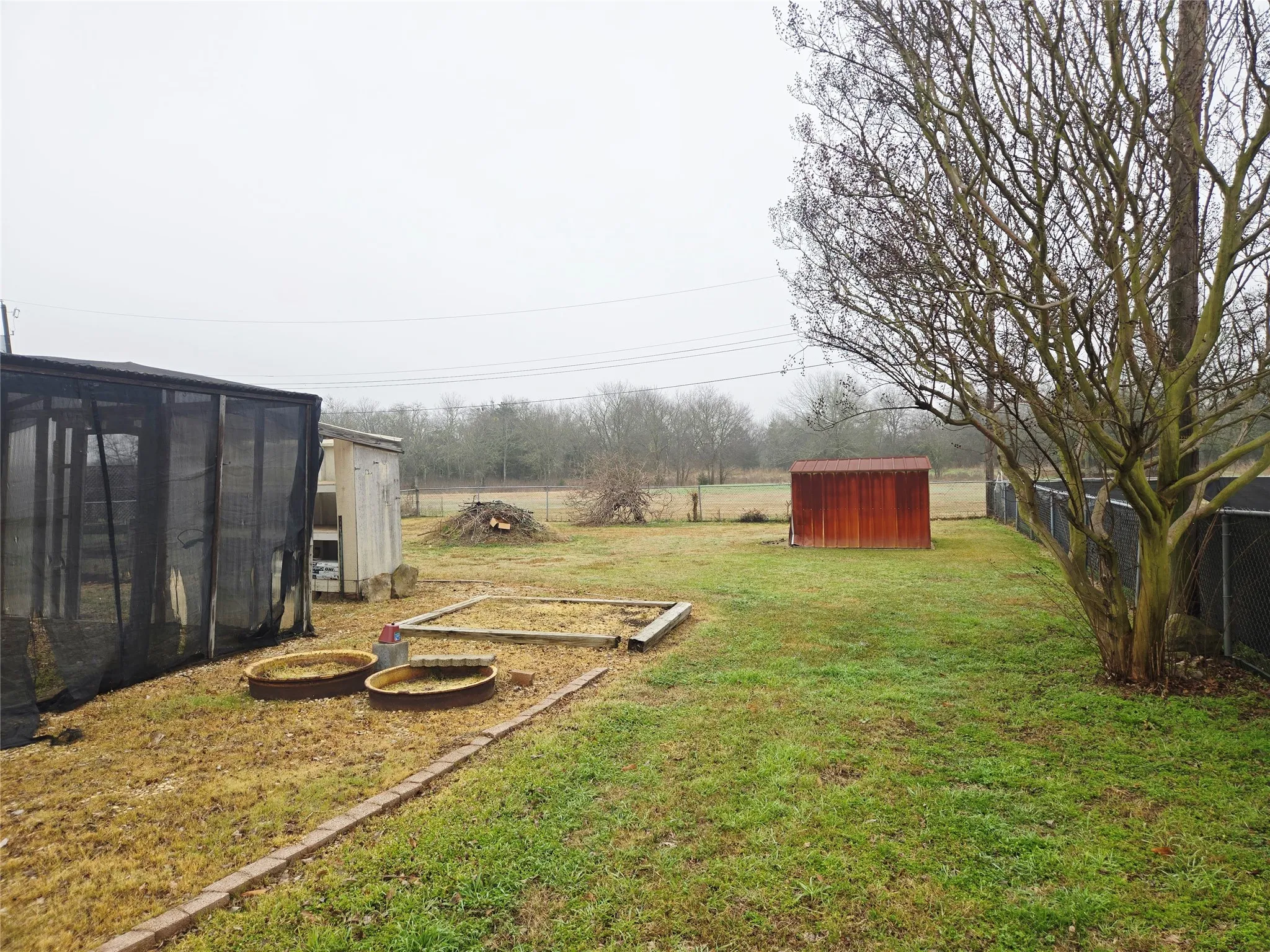 Greenhouse andga rdening beds
