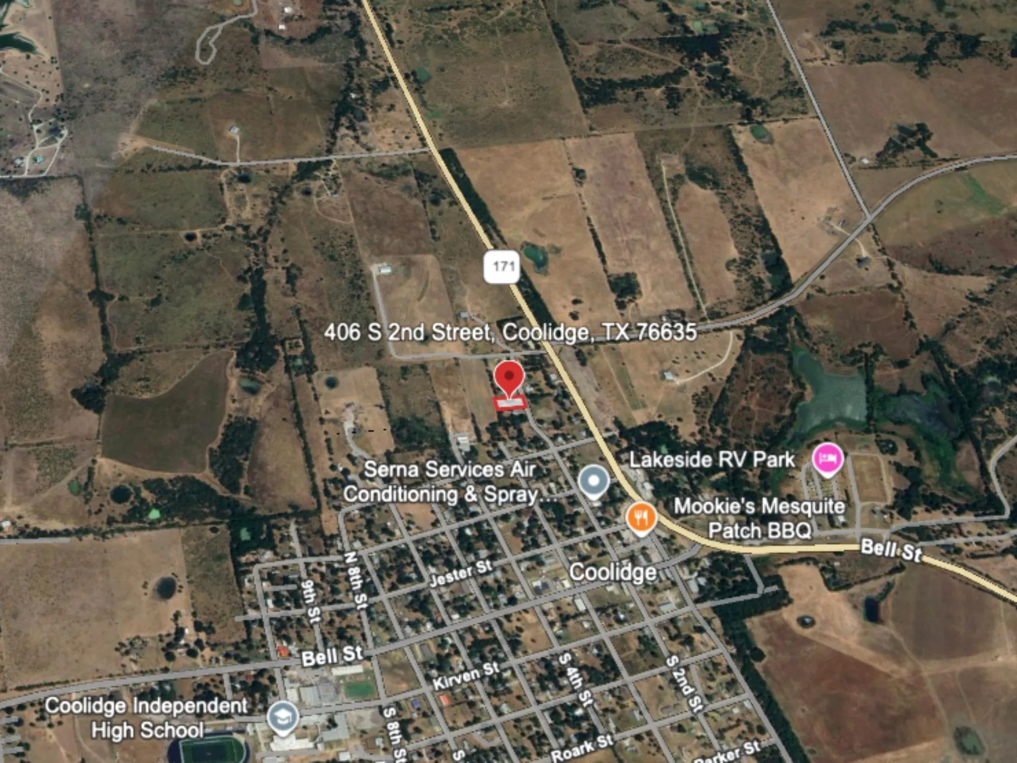 Aerial map of property and surrounding area