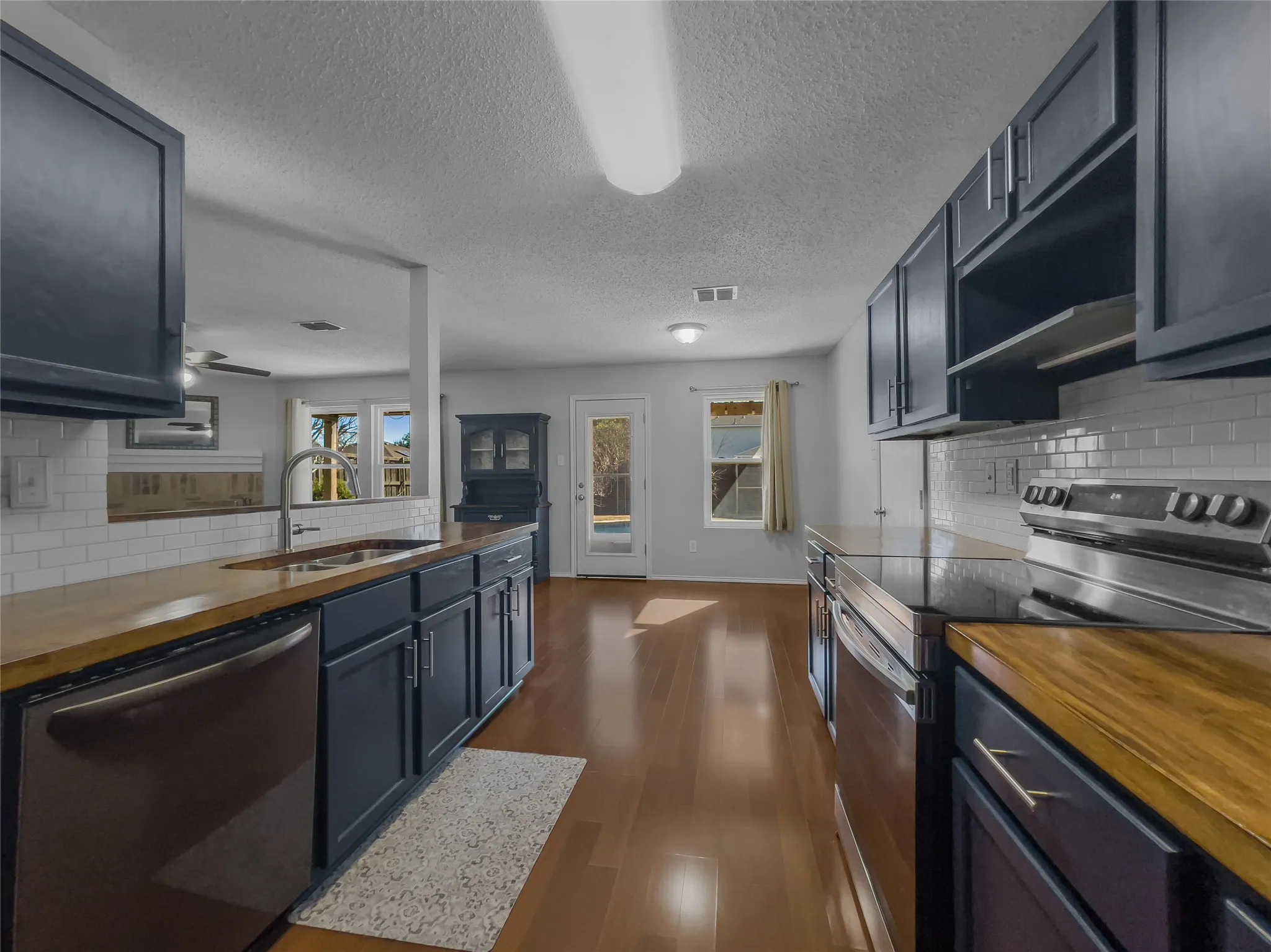 View of kitchen into dining nook