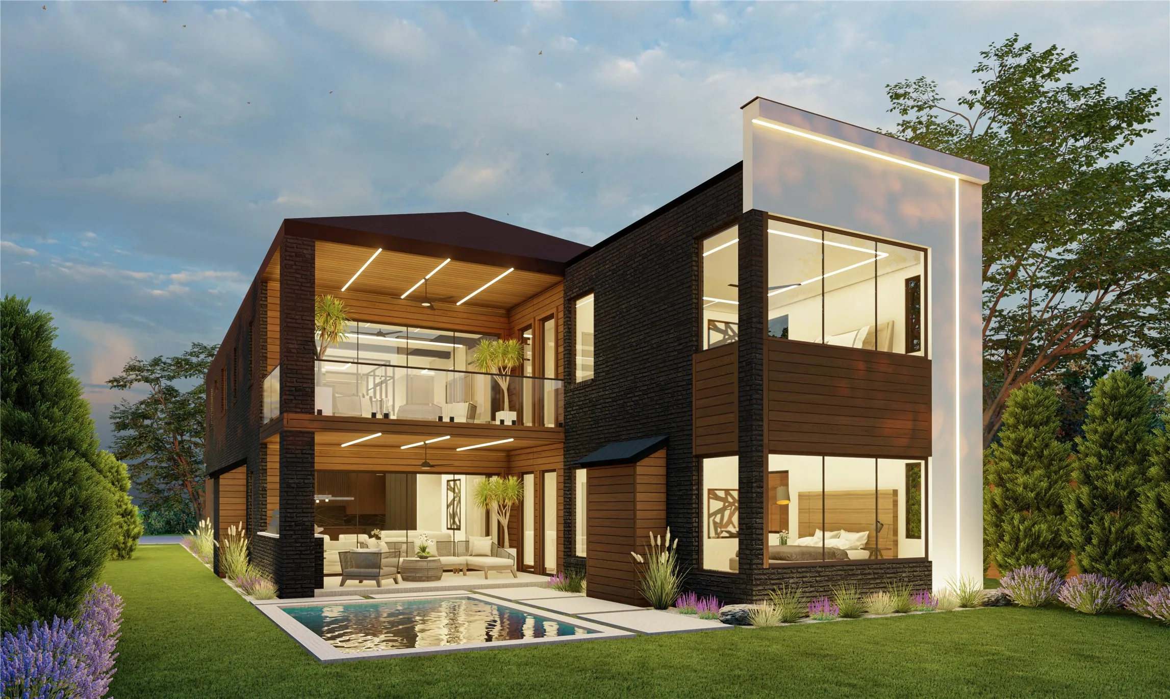 Rendering: striking contemporary elevation beside Bent Tree Country Club