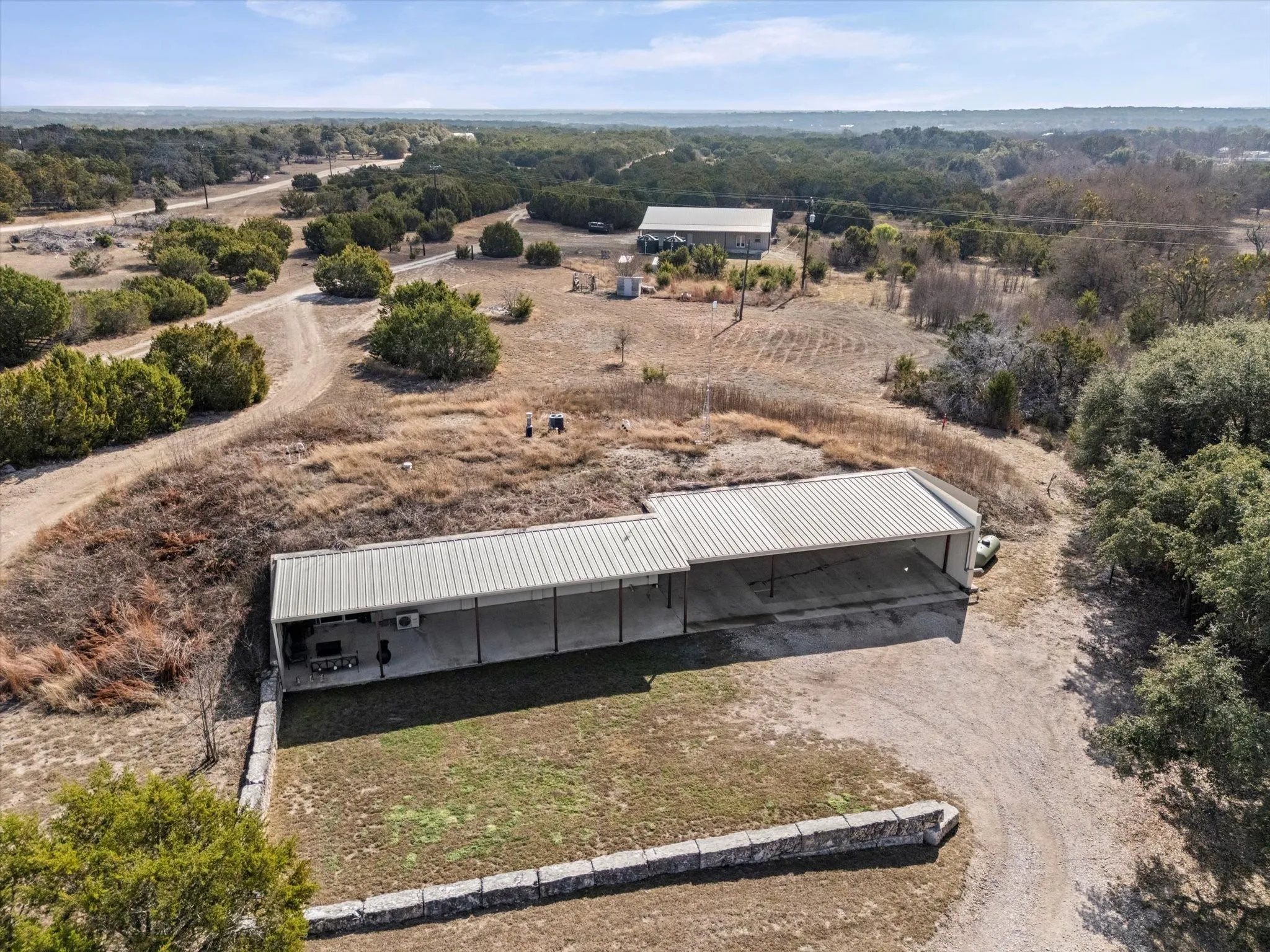 Aerial view of home and workshop