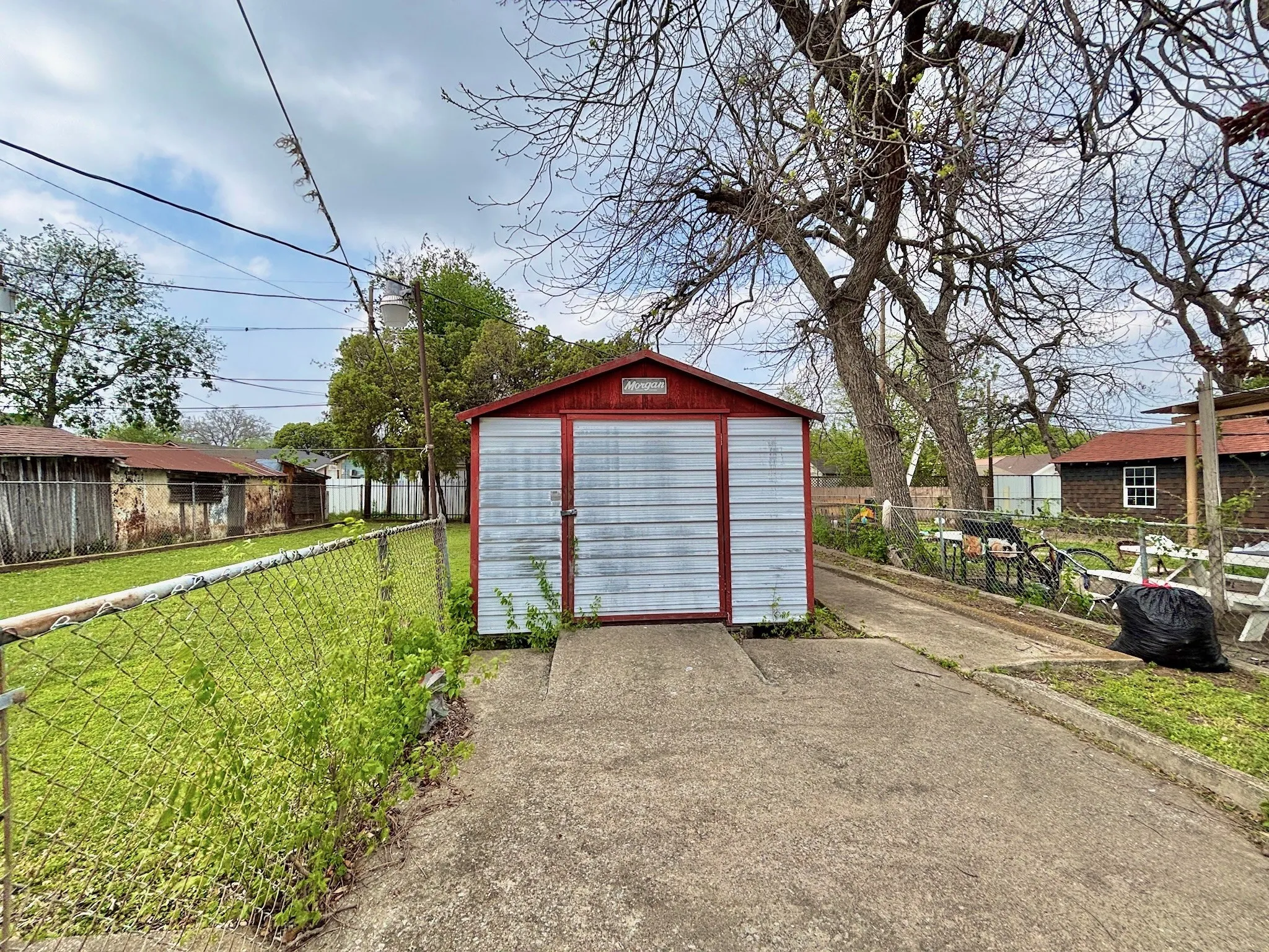 Garage with a shed