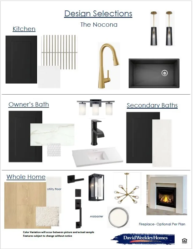 Design Selections. Detailing proposed material and finish selections for the property