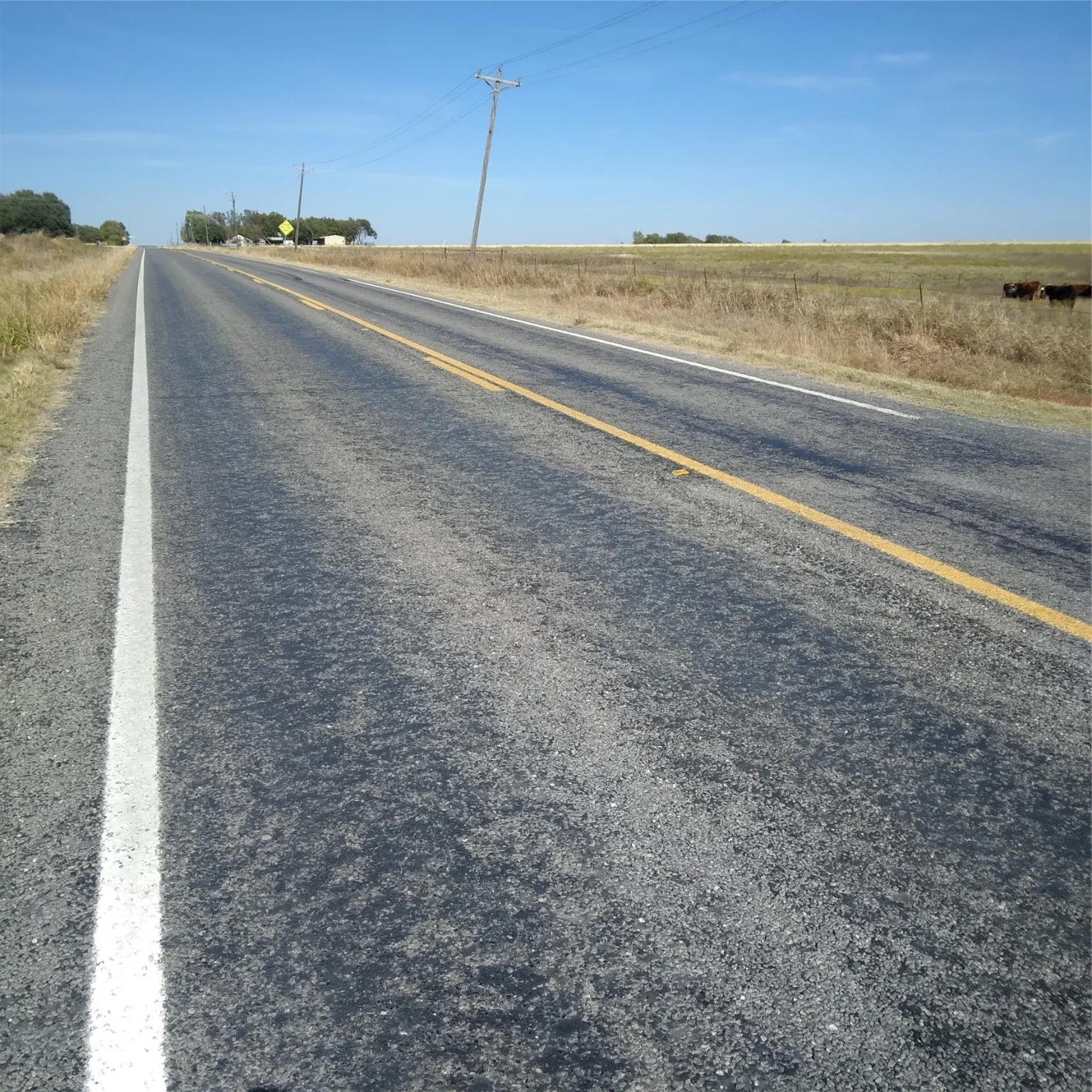 View of FM 373, camera facing north, subject on right
