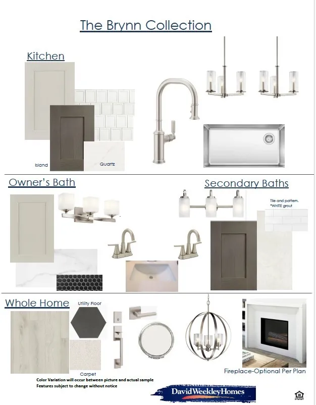 Design Collection Overview. Presenting material and fixture selections for the property