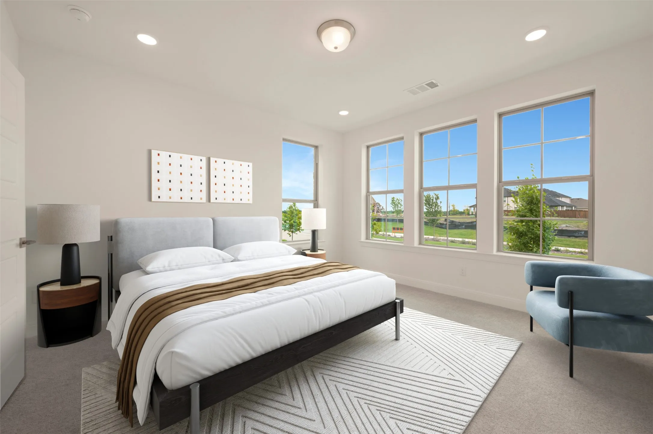 Bright interior space with multiple windows