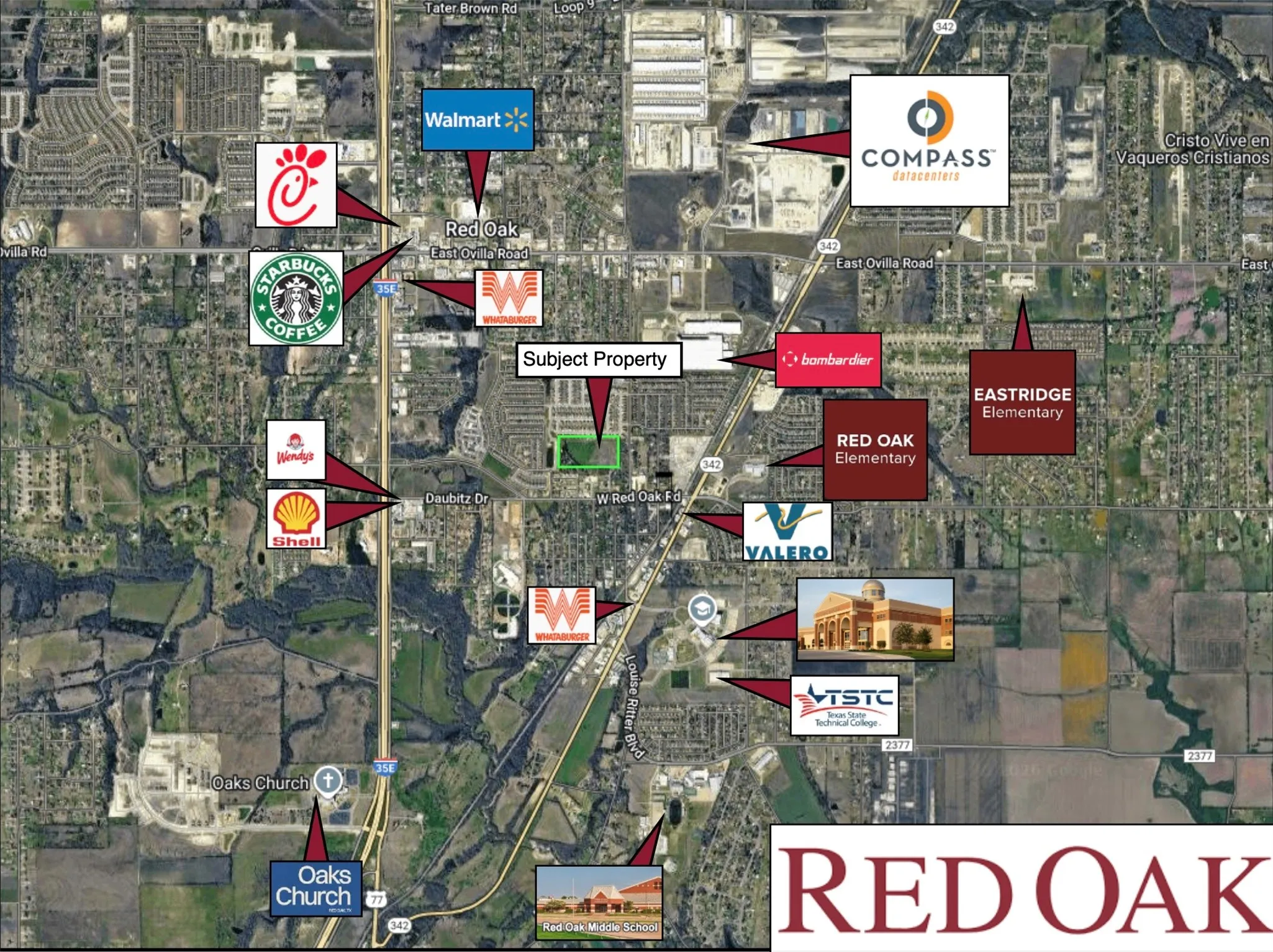 Location of property relative to prominent businesses in the area
