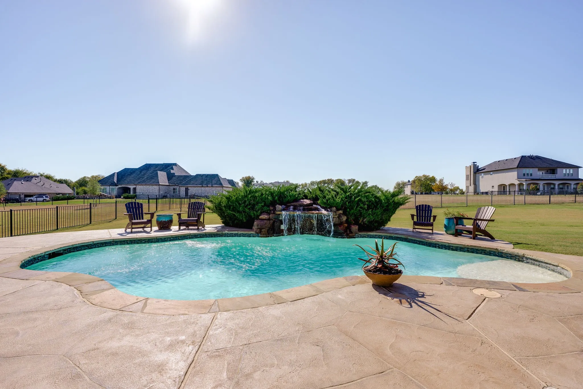View of pool featuring a fenced backyard and a patio