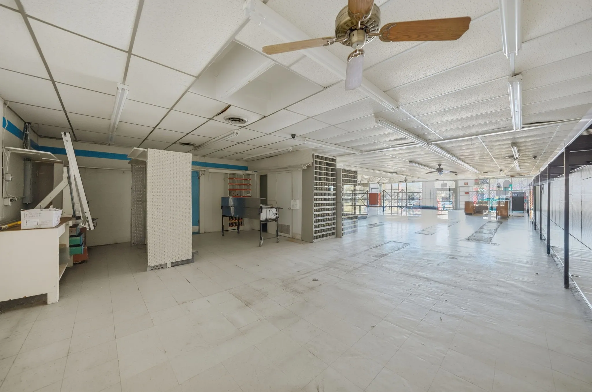 Bright interior with open ceilings