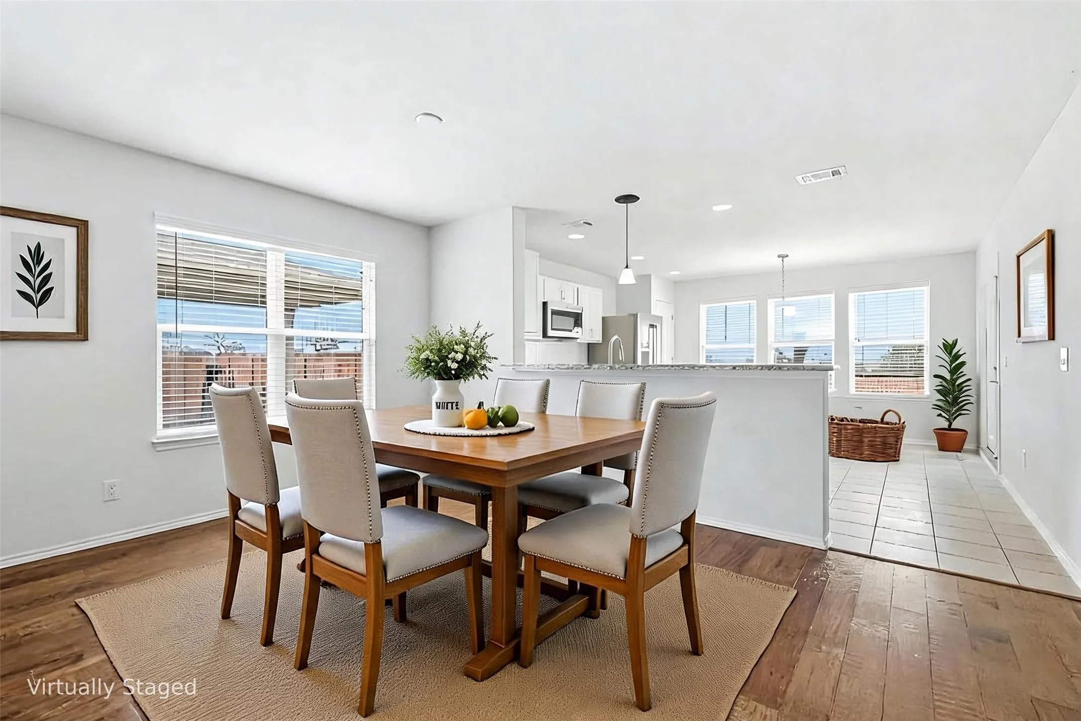 Dining Room with access to Kitchen Virtually Staged