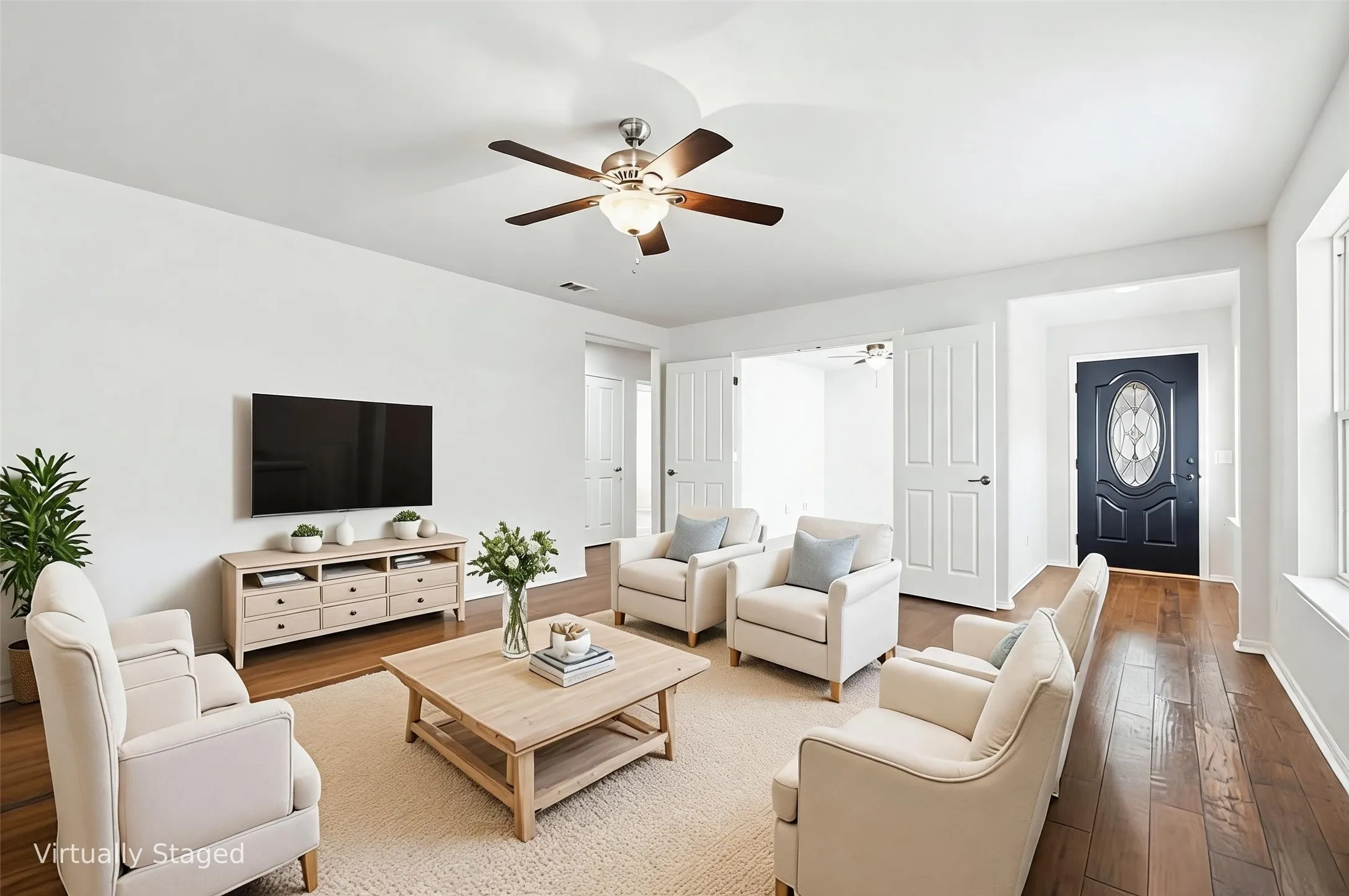 Living Room opens to Office Virtually Staged