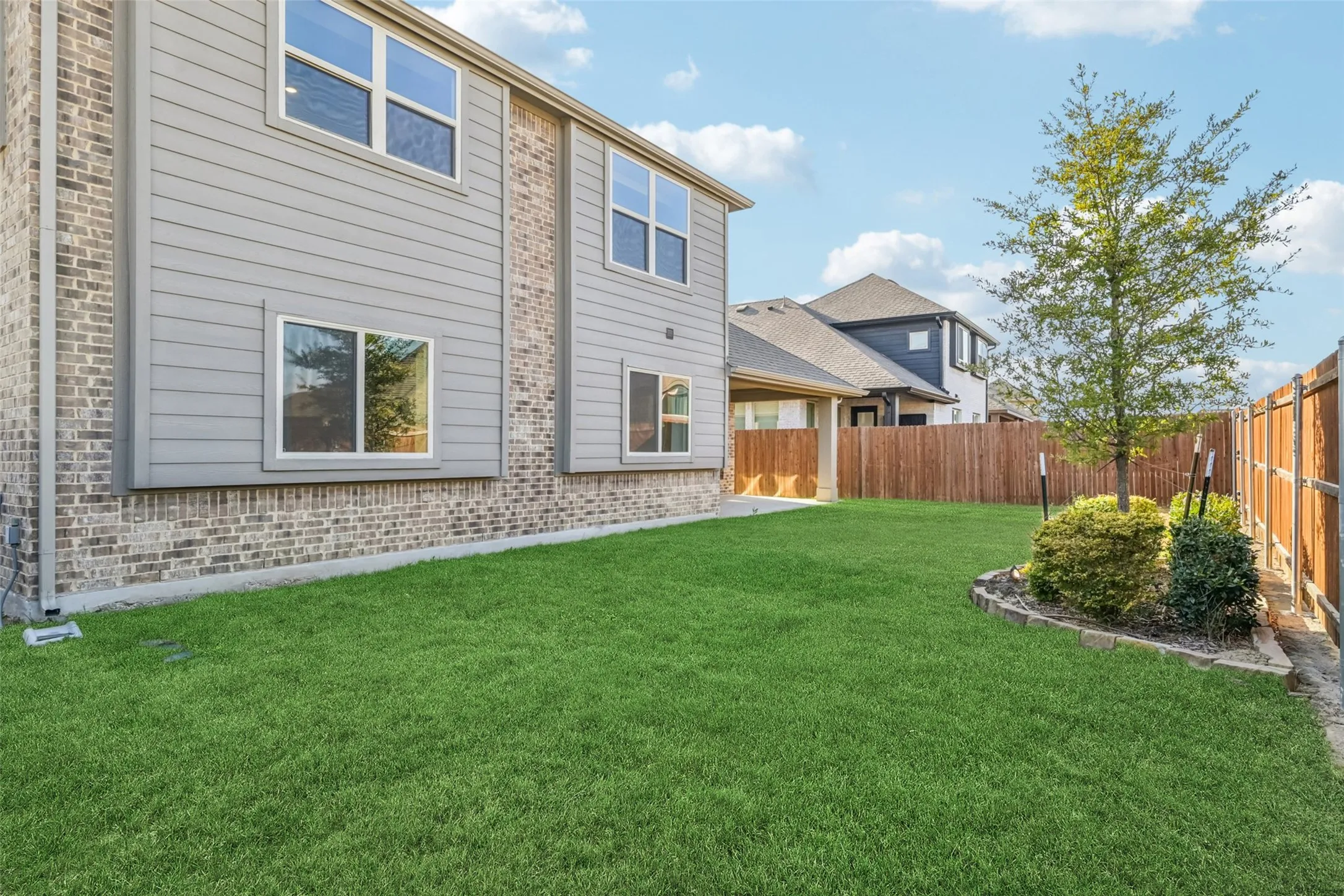 Backyard with covered patio
