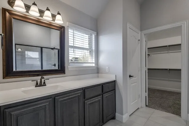 One sink here, but those counter and closet spaces though. And more natural light. LOVE!