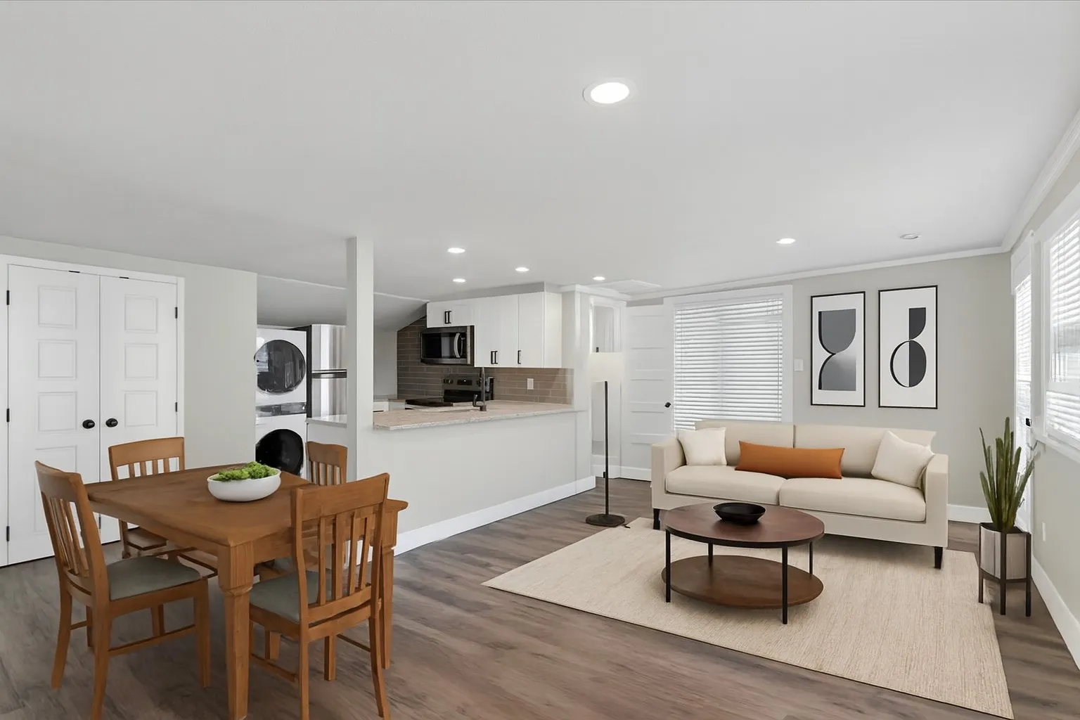 Virtual Staging-Guesthouse with open concept, and nice vinyl flooring throughout.