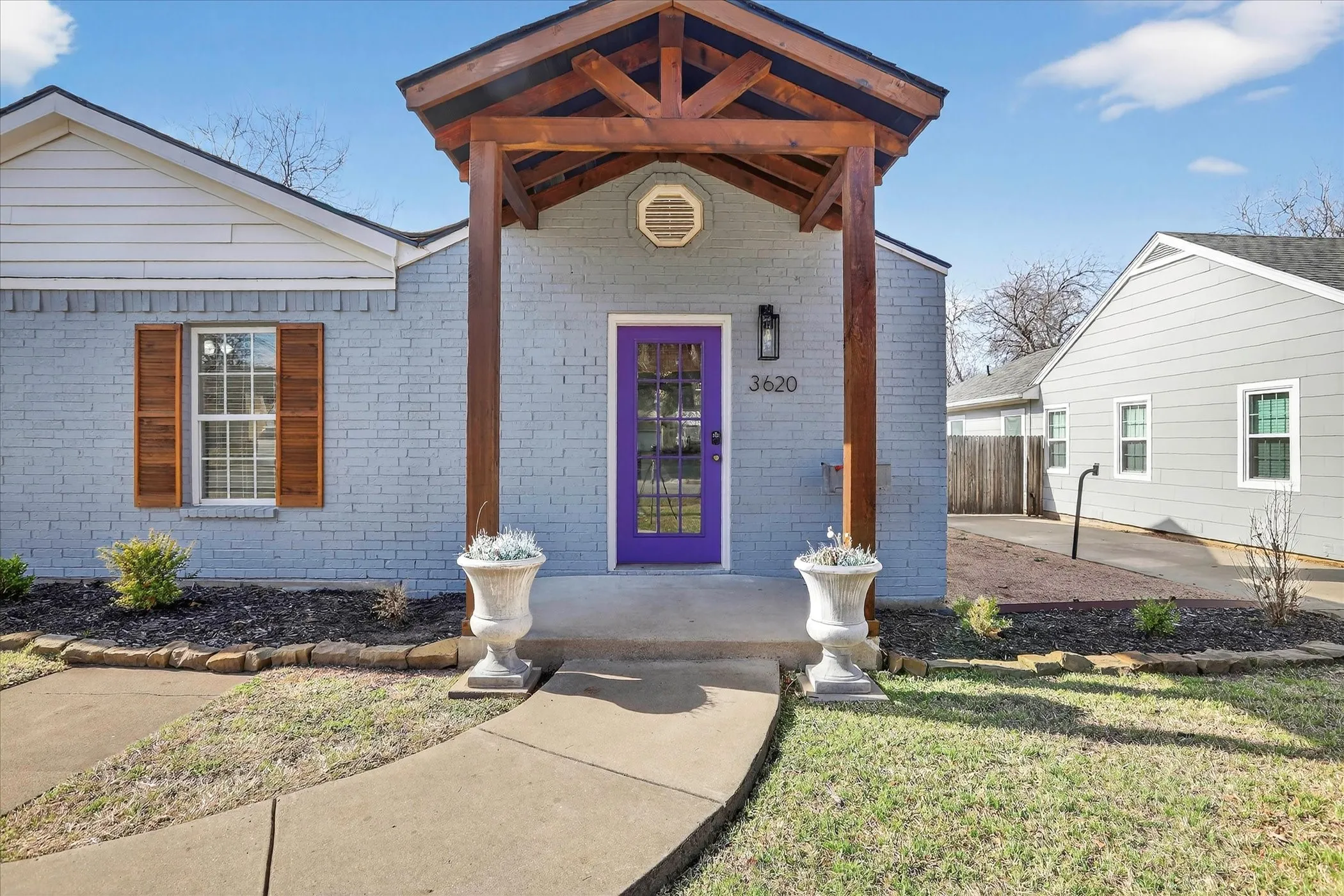 Walkway to covered front porch.