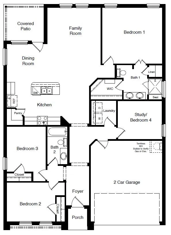 D.R. Horton's  Carlsbad Floorplan - All Home and community information, including pricing, included features, terms, availability and amenities, are subject to change at any time without notice or obligation. All Drawings, pictures, photographs, video, square footages, floor plans, elevations, features, colors and sizes are approximate for illustration purposes only and will vary from the homes as built.