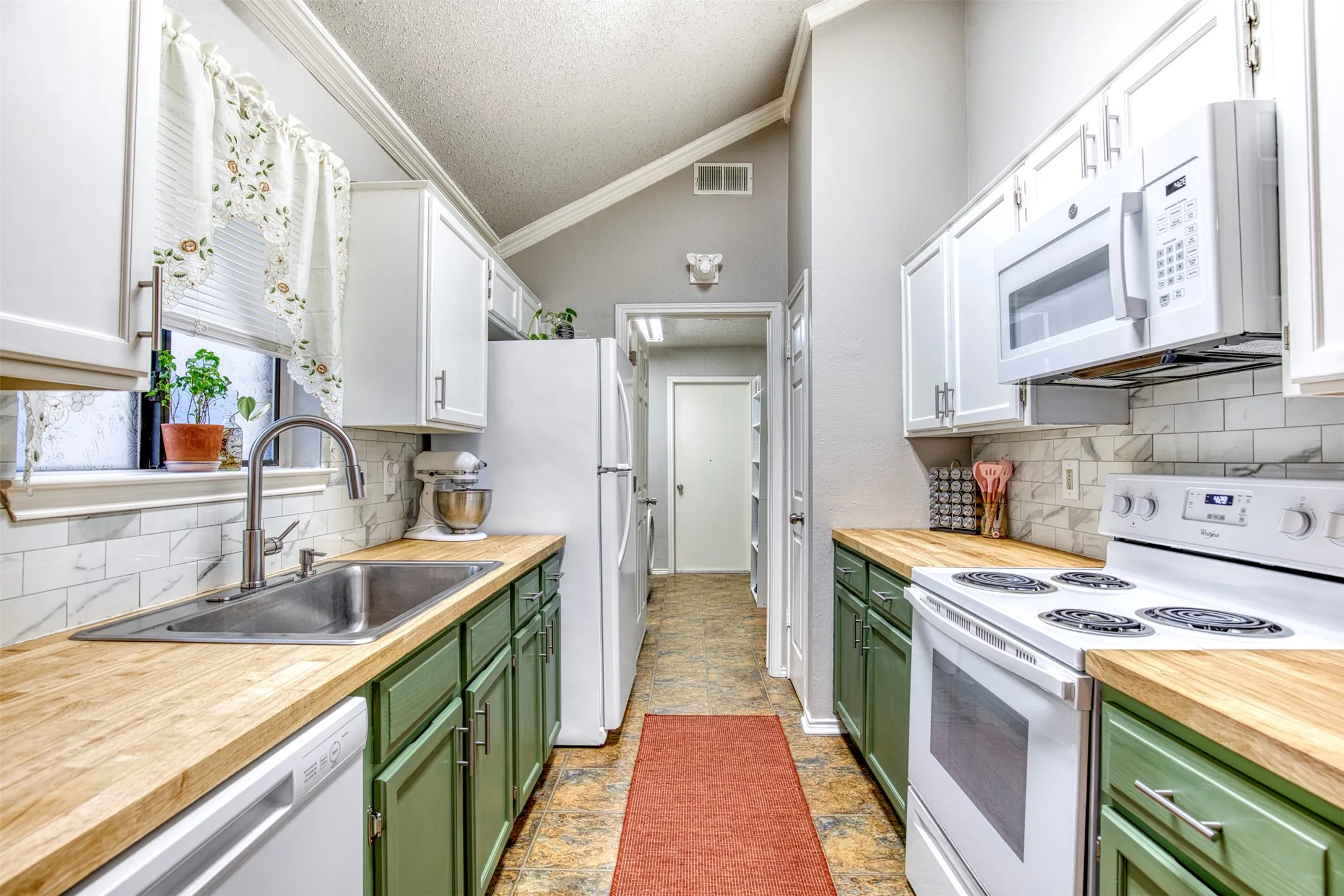 fresh cabinets and butcher block counters