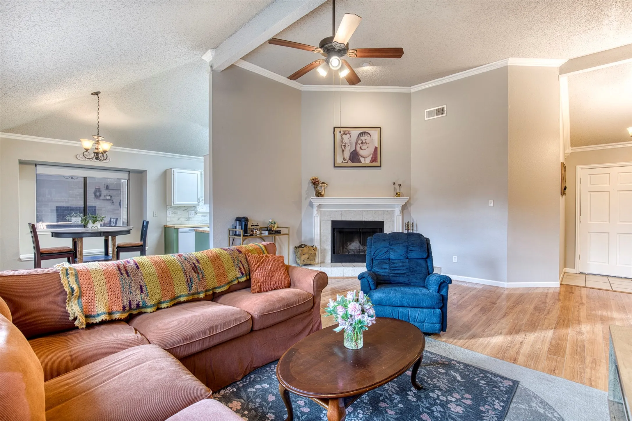 enjoy the vaulted ceilings in the living room