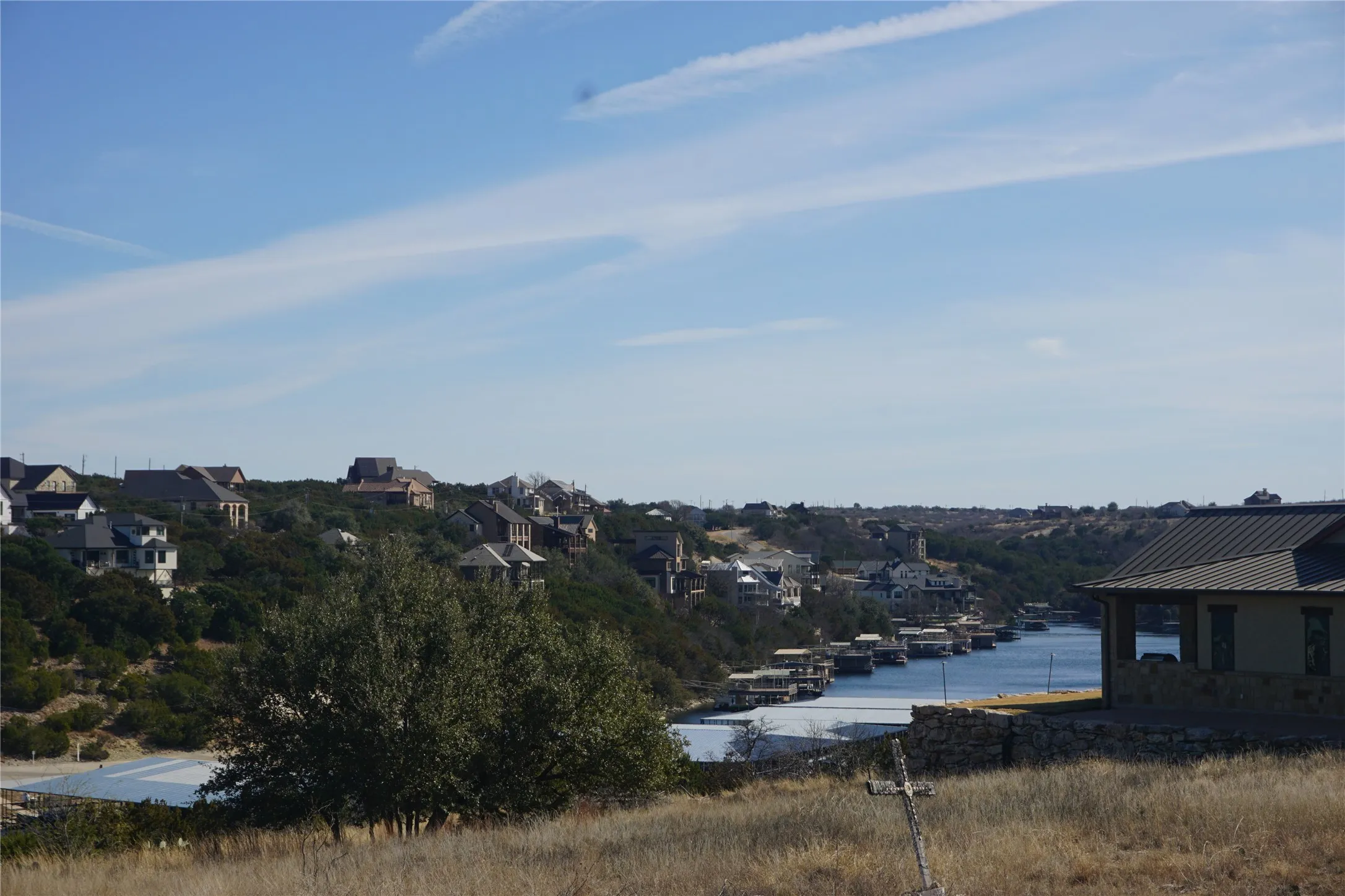 A view of Neeley['s Slough and the Cliffs Marine from a vacant lot across the street from Lot 55.