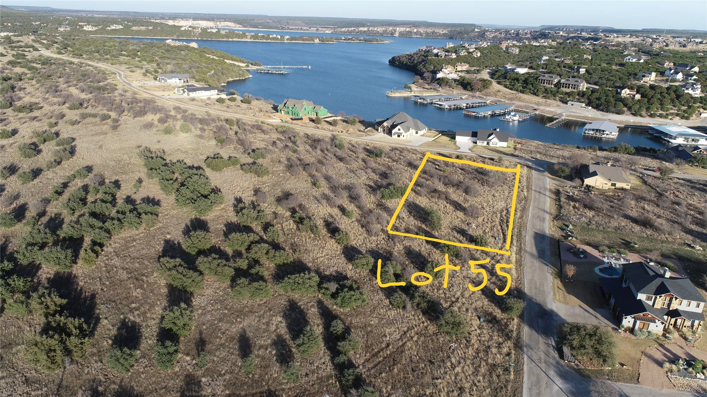 Drone shot of this one acre lot shows you how close you are to the water and what the surrounding area of the Cliffs Marina looks like.