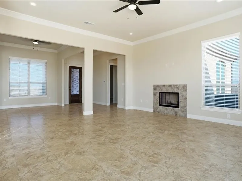 View from back patio to front entry