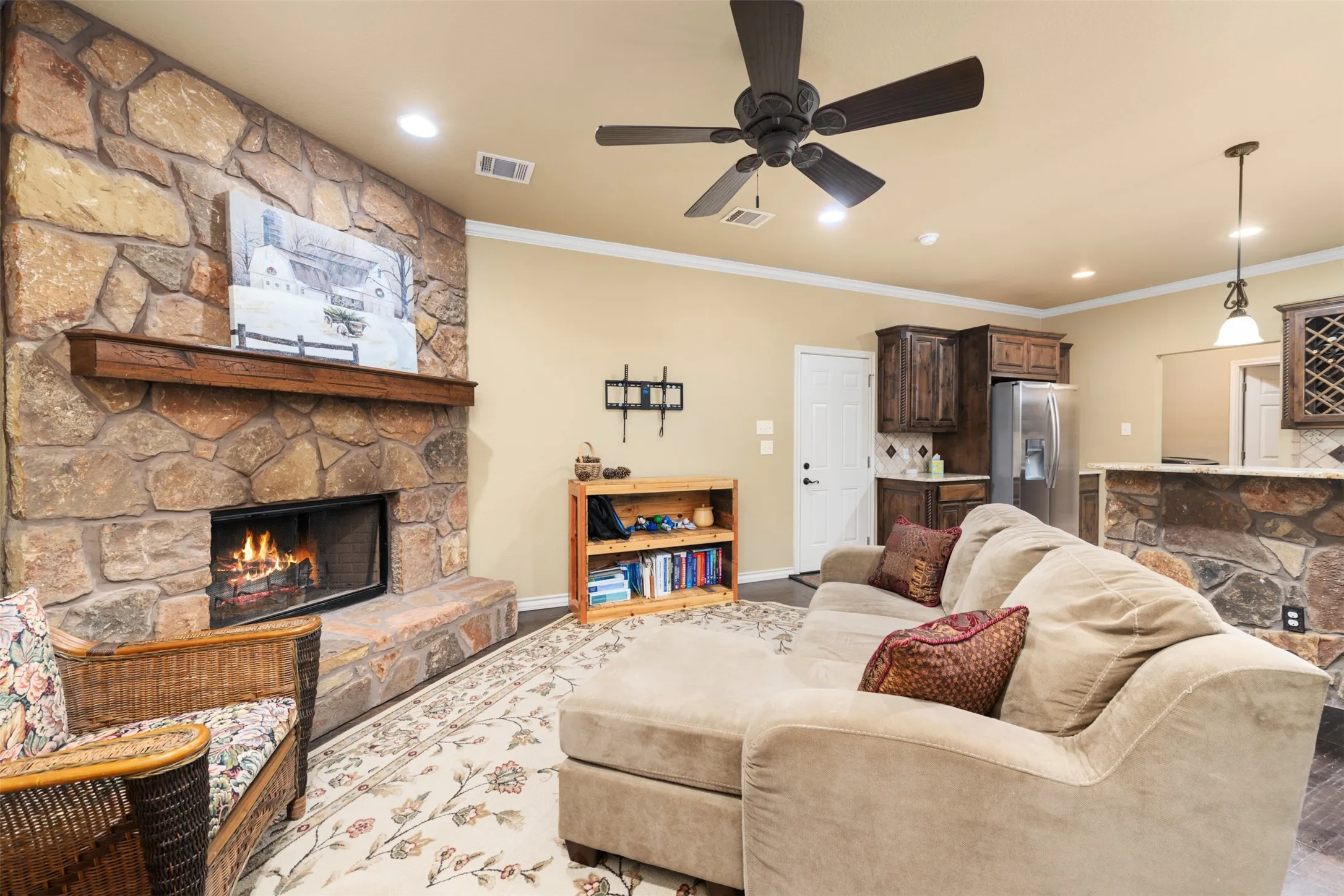 Wood burning fireplace