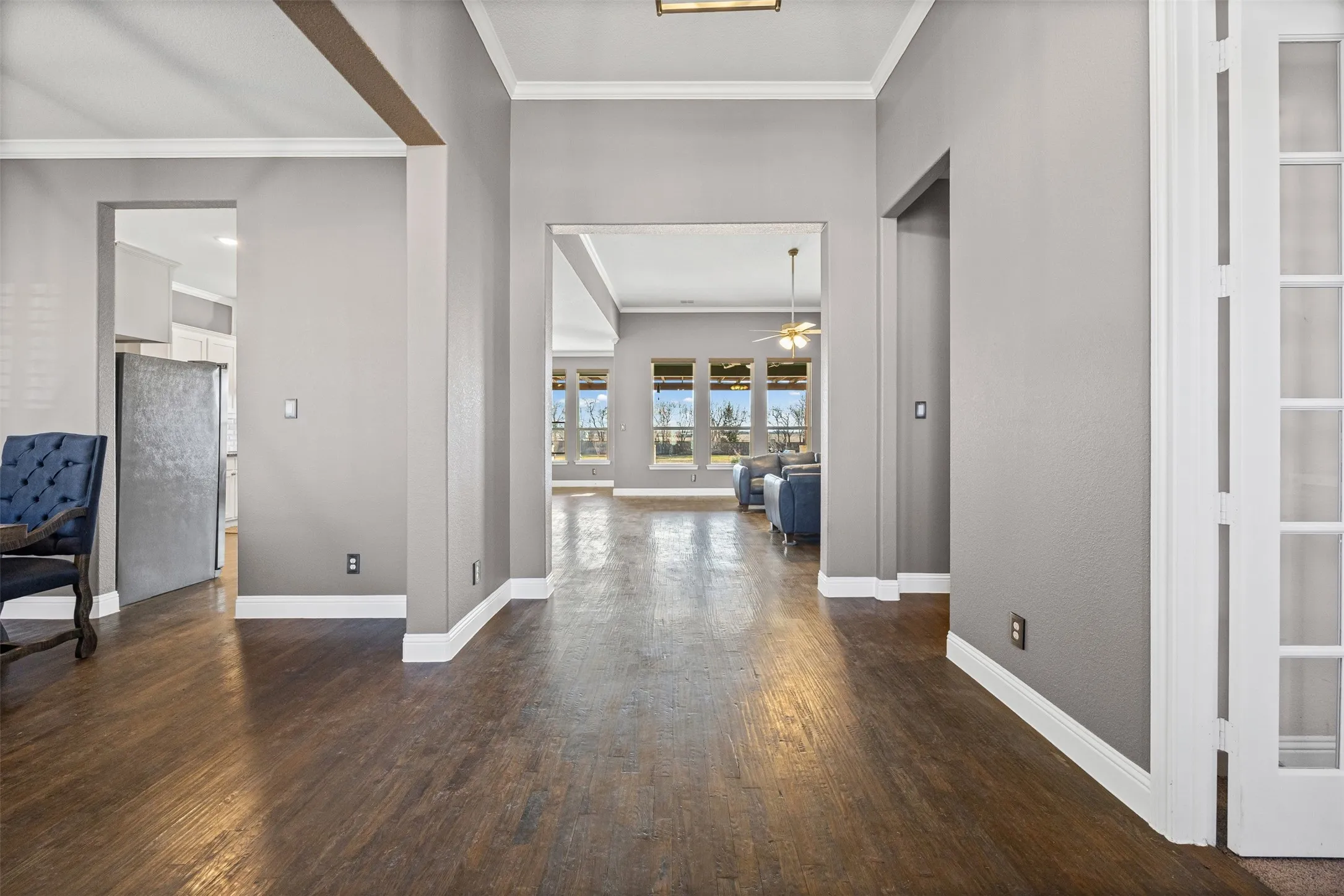 Large front entry with office on the right and dining on the left