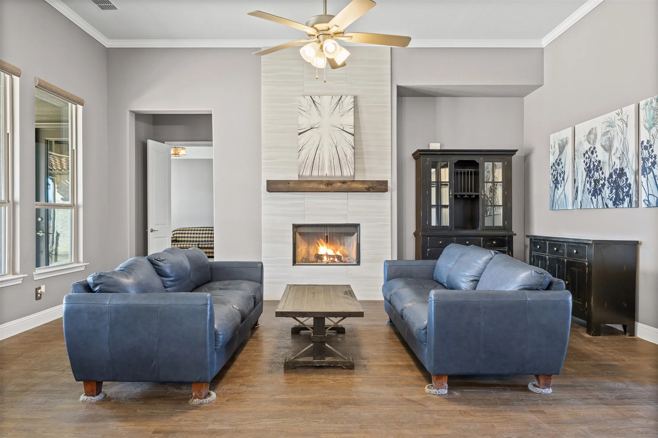 Wood burning fireplace