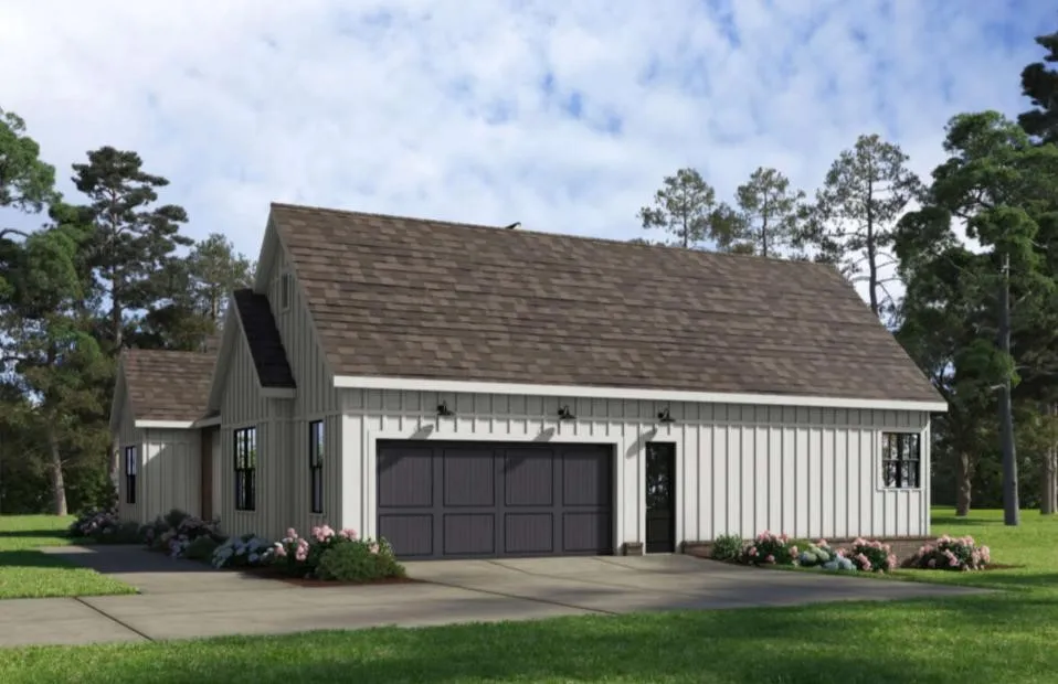 Illustrative rendering of modern farmhouse plans