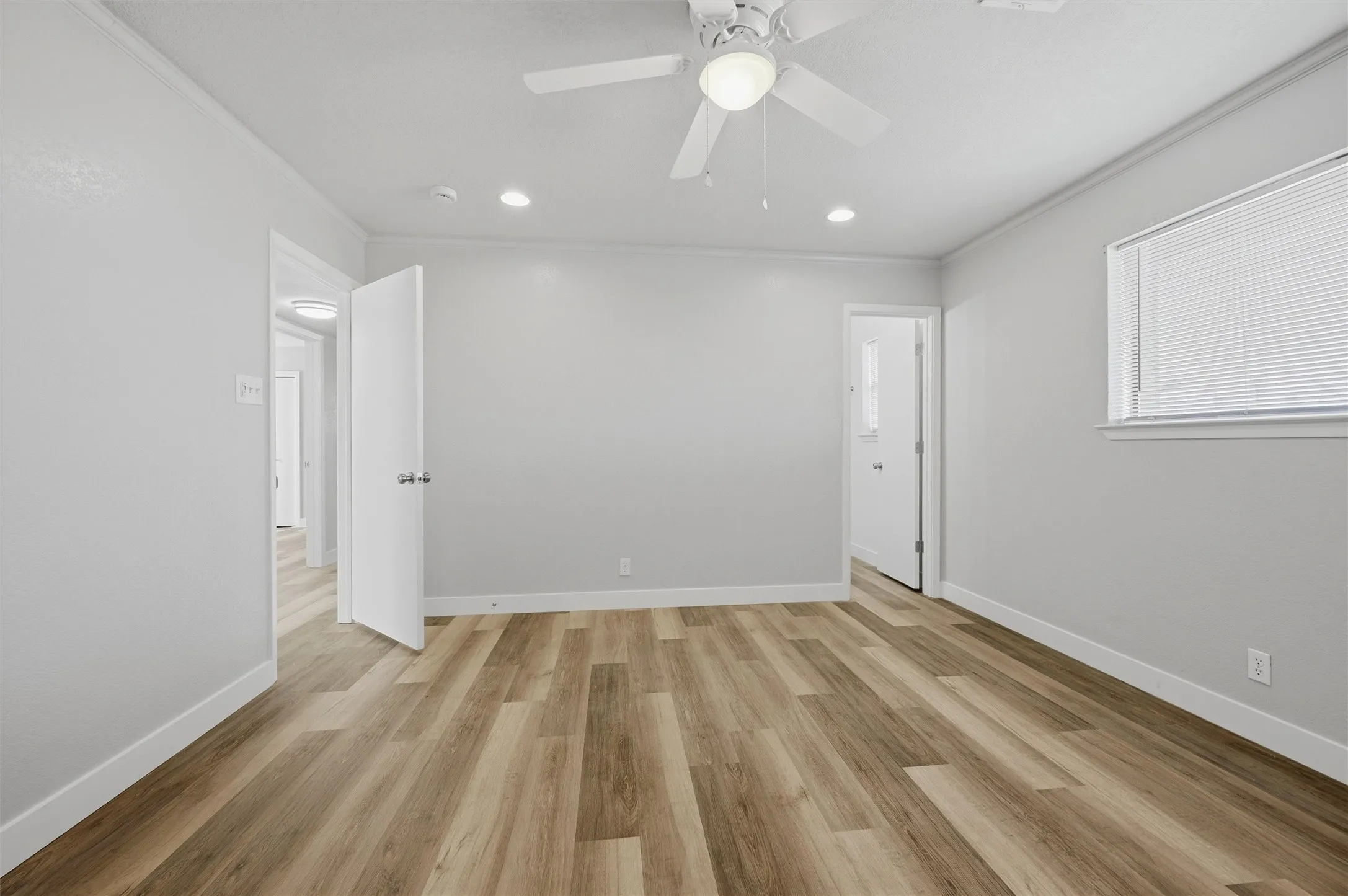 This light gray paint and freshly painted trim gives everything a crisp and clean look