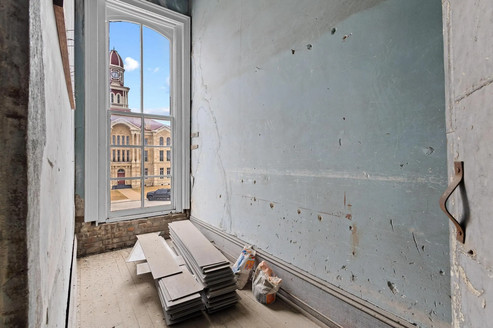Mezzanine with view of Restored Courthouse