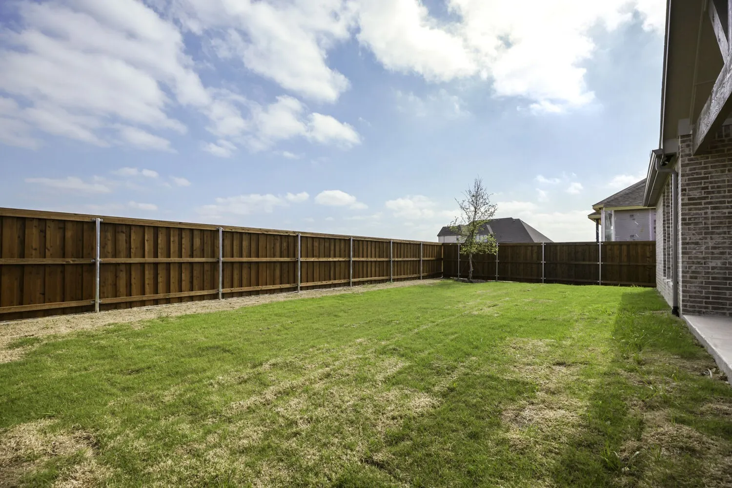 View of fenced backyard
