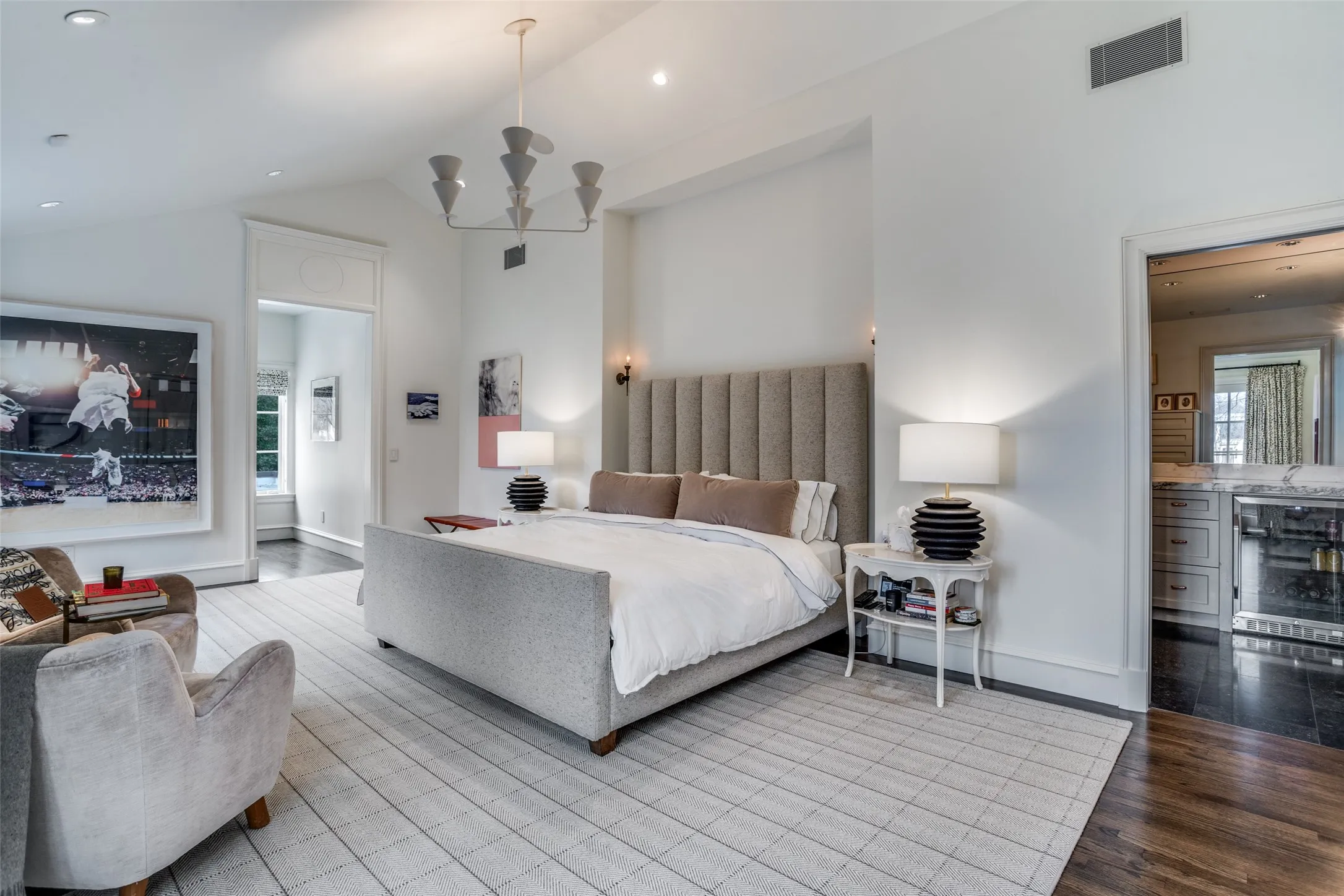 The large Primary Bedroom has two vanities and large walk in closets.