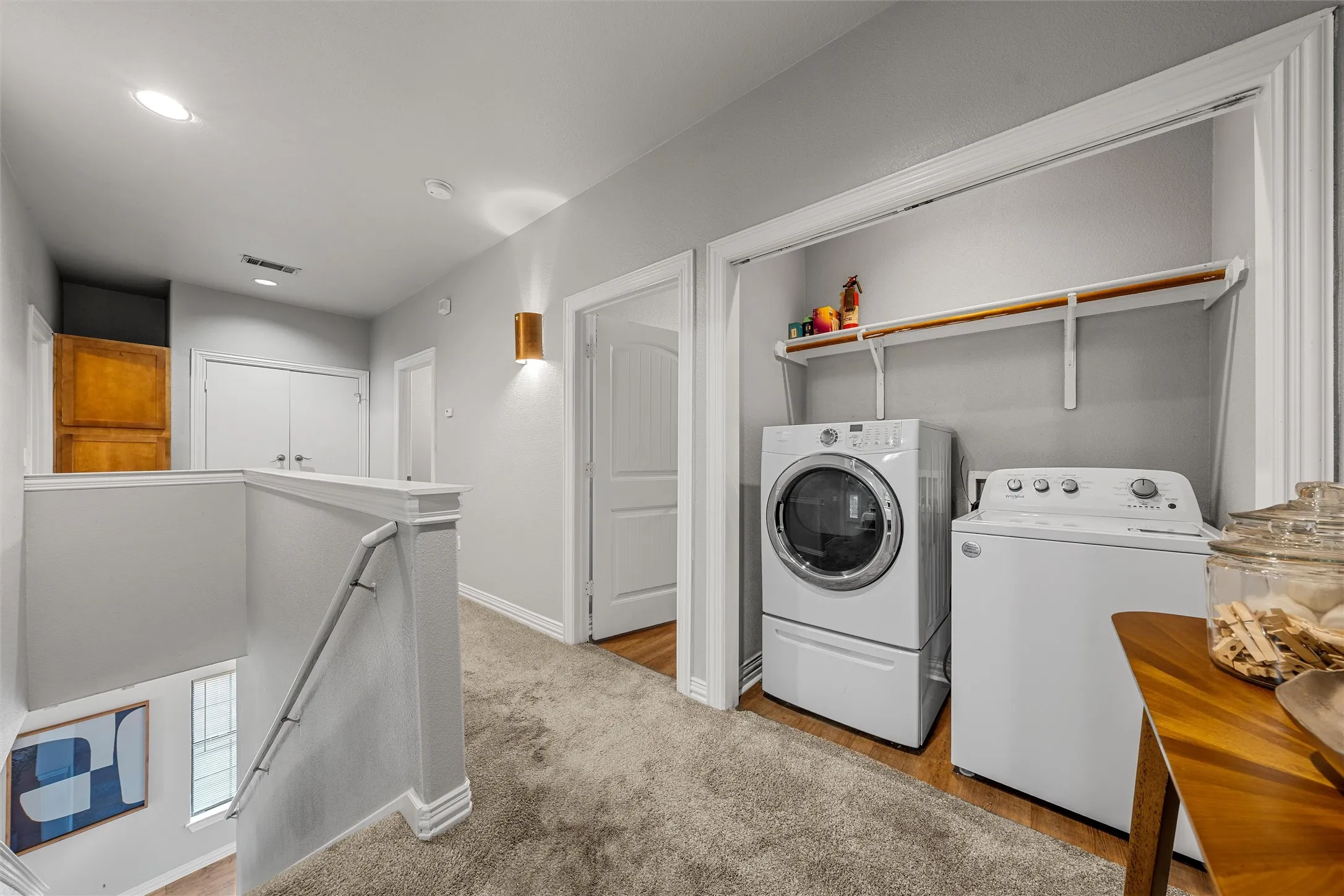 laundry area full size washer and dryer same level as bedrooms