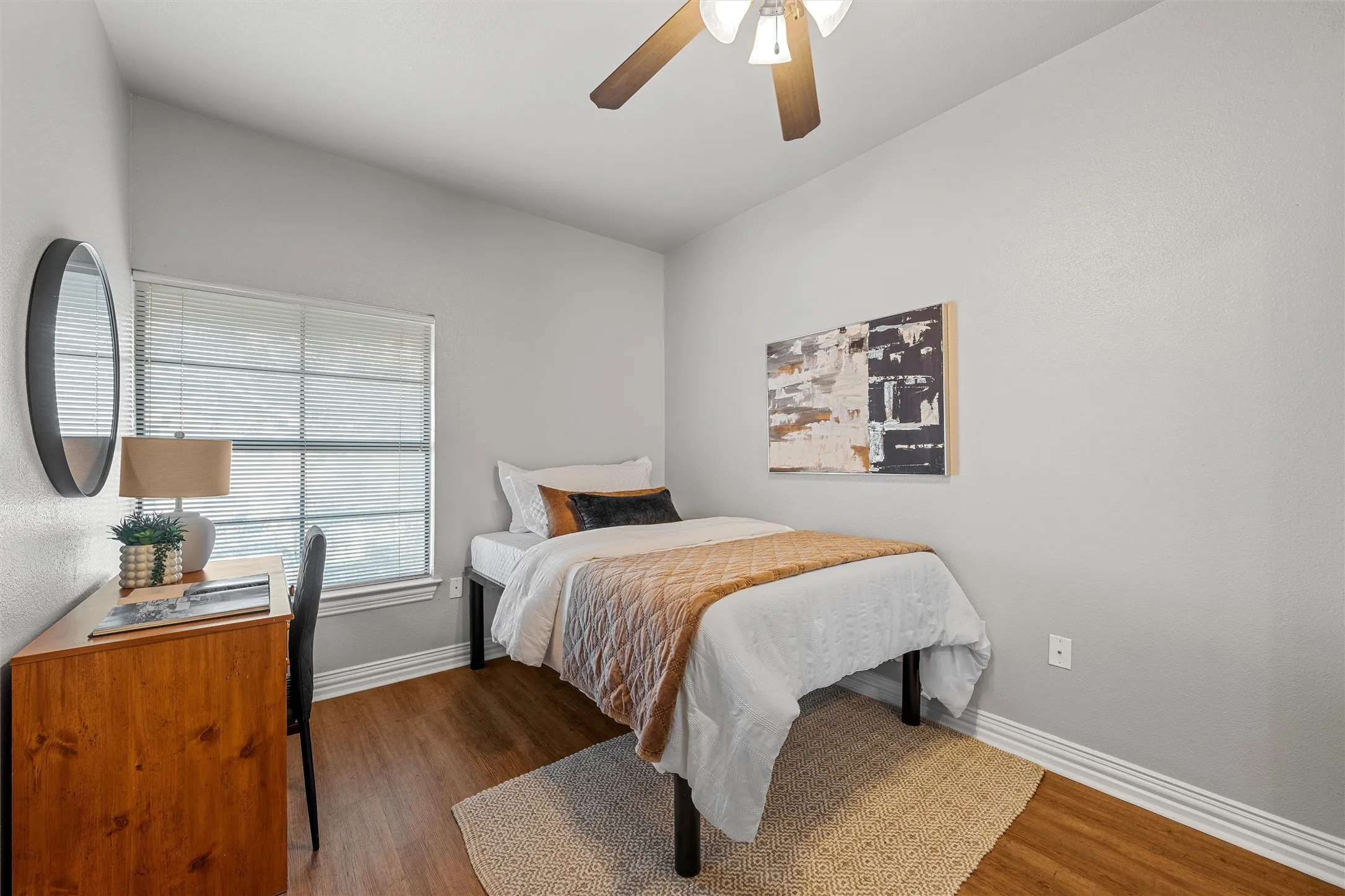 bedroom furnished and ensuite bathroom