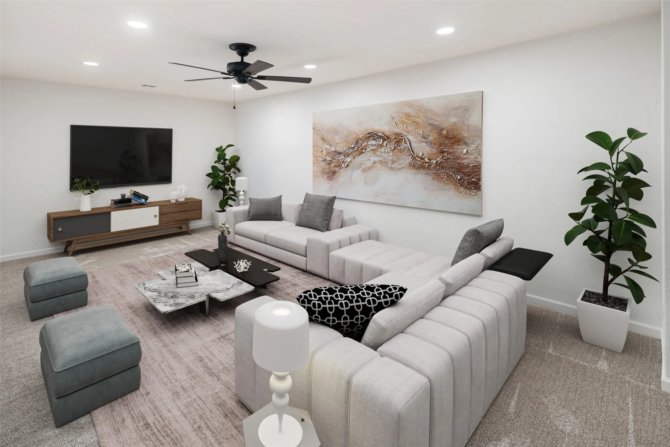 Media Room Virtually Staged