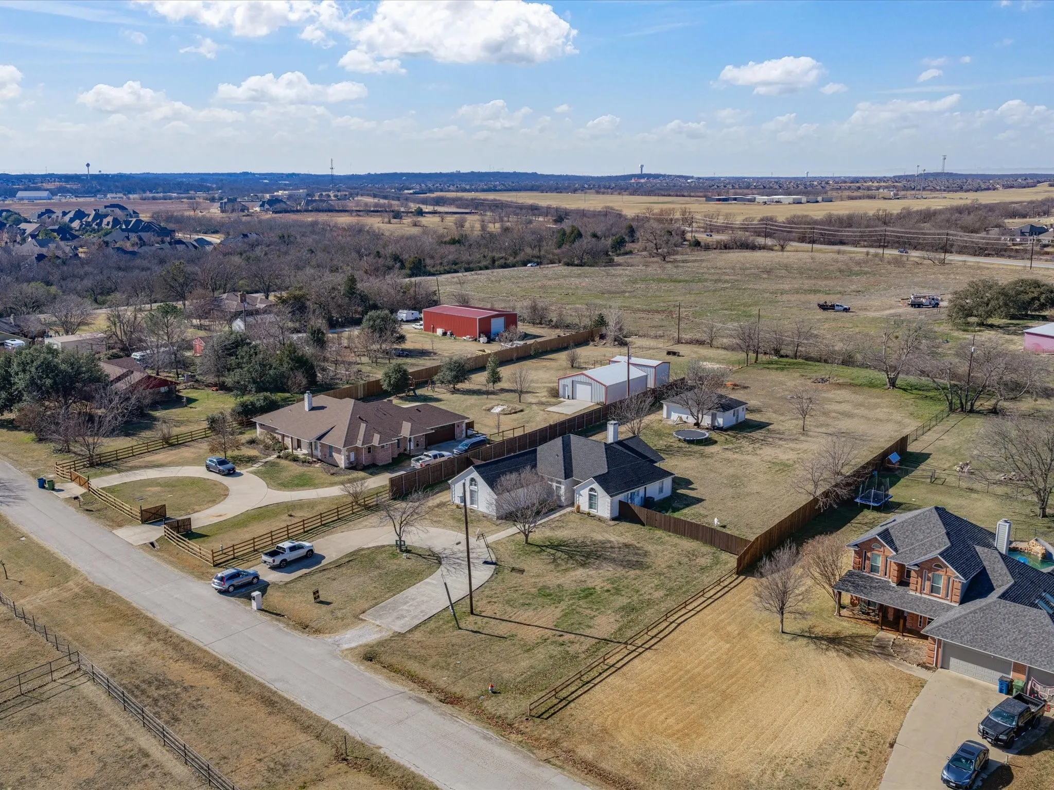 Overview of rural landscape with nearby suburban area