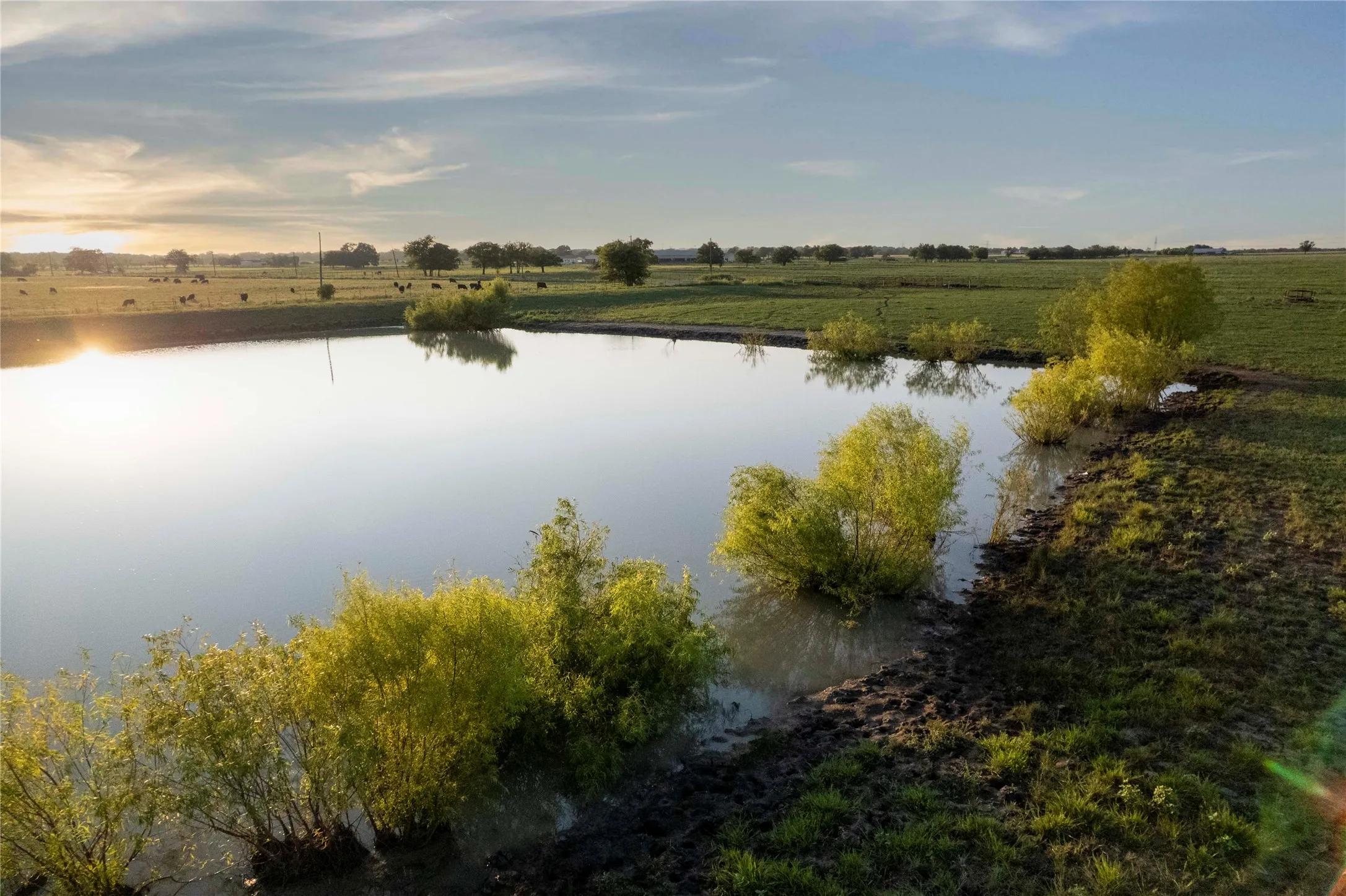Water view with rural landscape