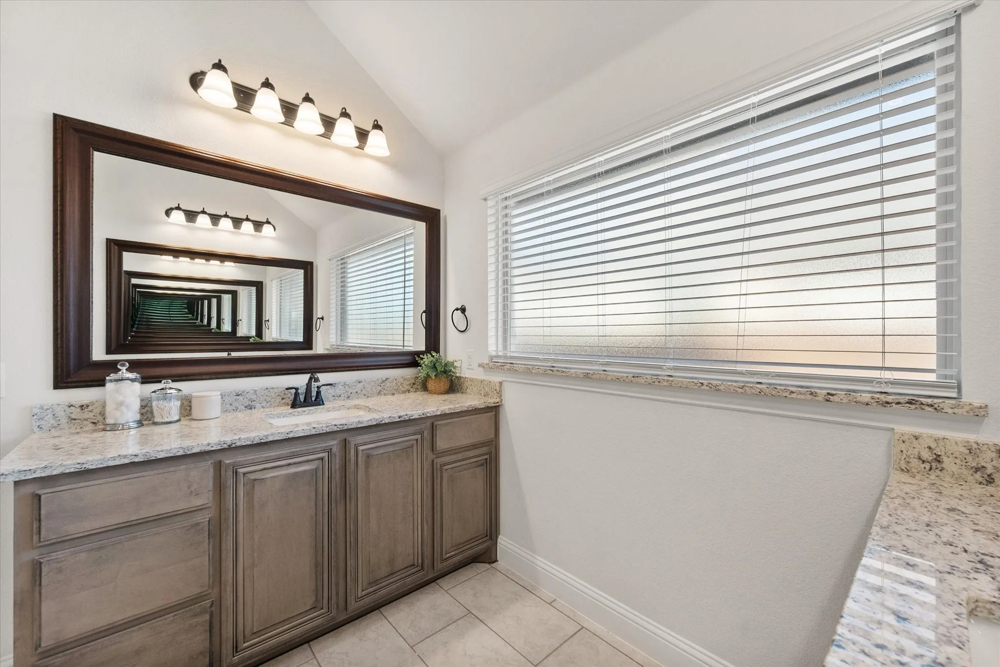 Primary bathroom with double vanities