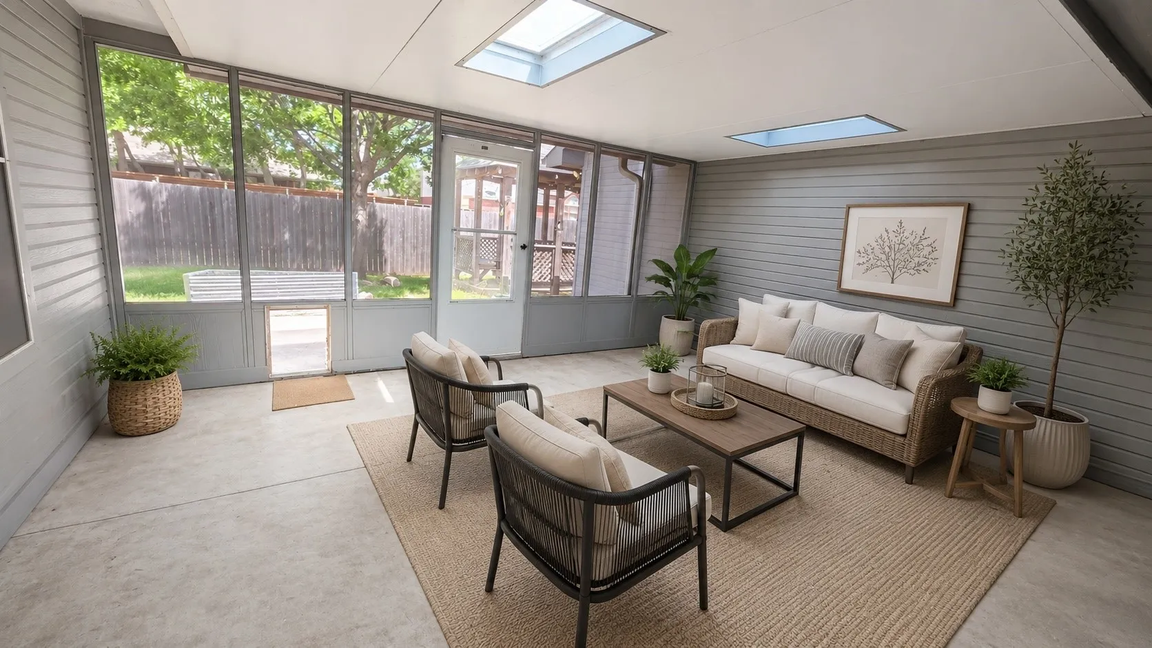 Virtually staged sunroom