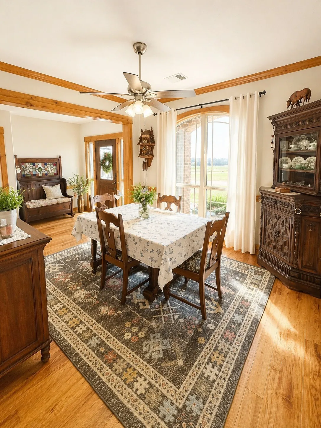 Formal dining area overlooks the front pasture