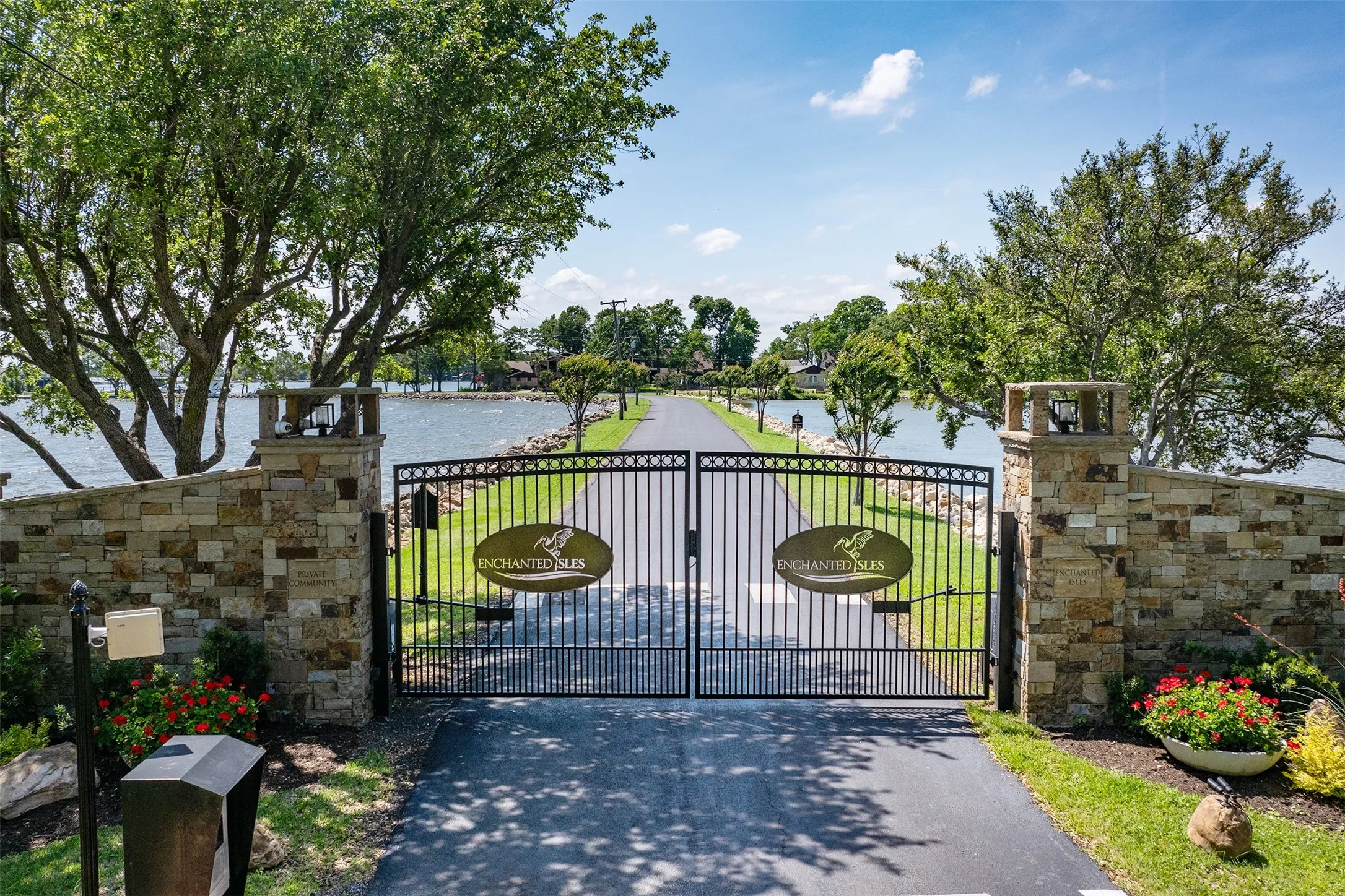 View of front gate entrance into community