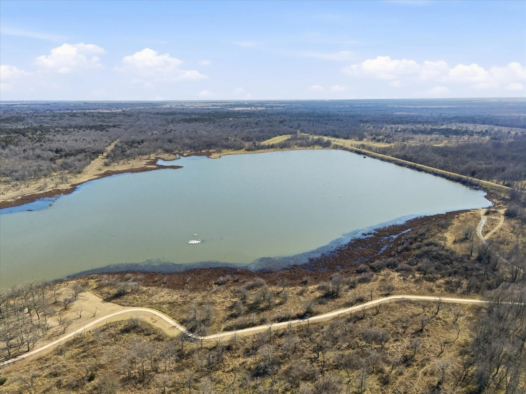 Aerial view of a large body of water