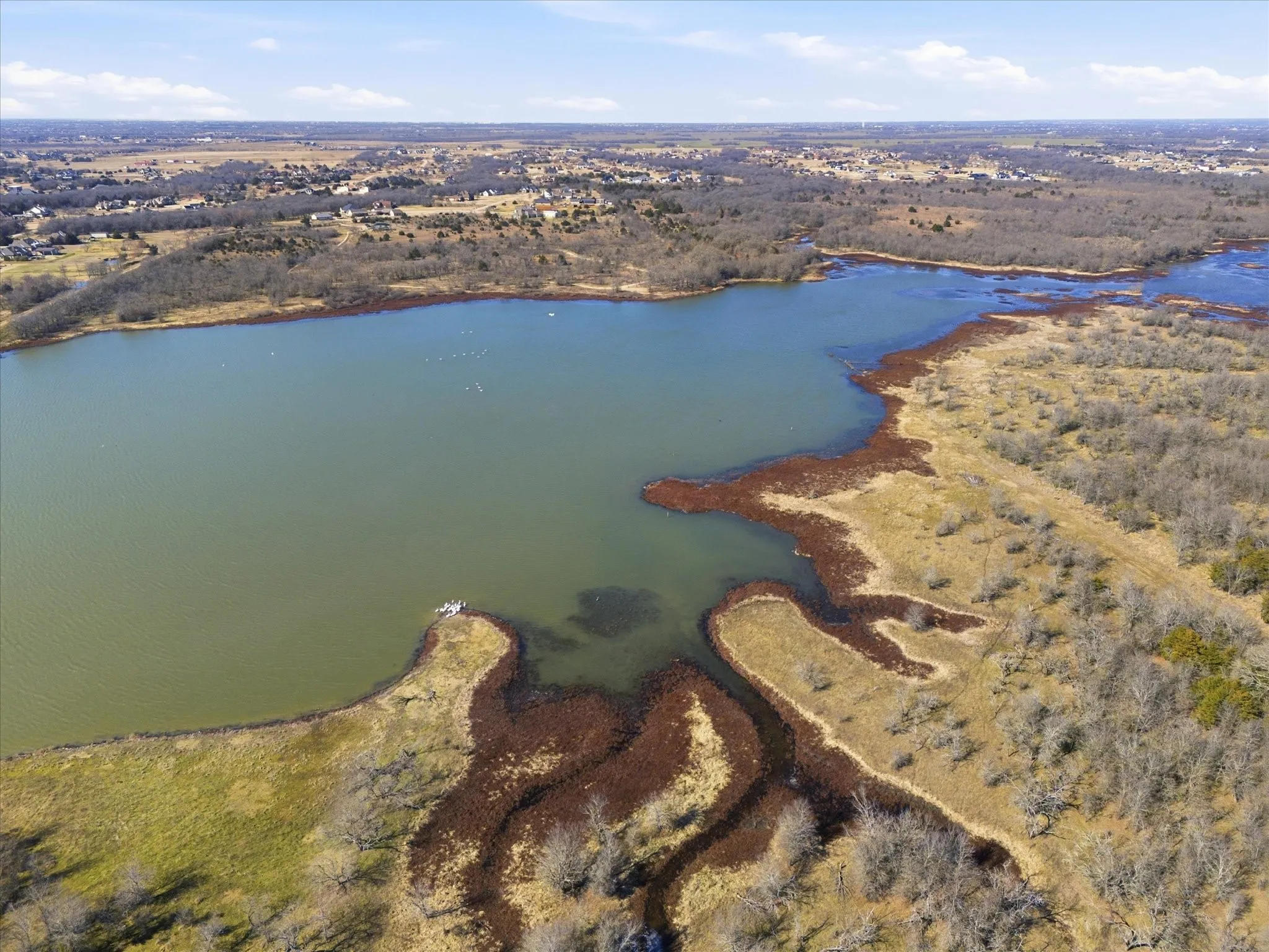 Aerial view of a large body of water